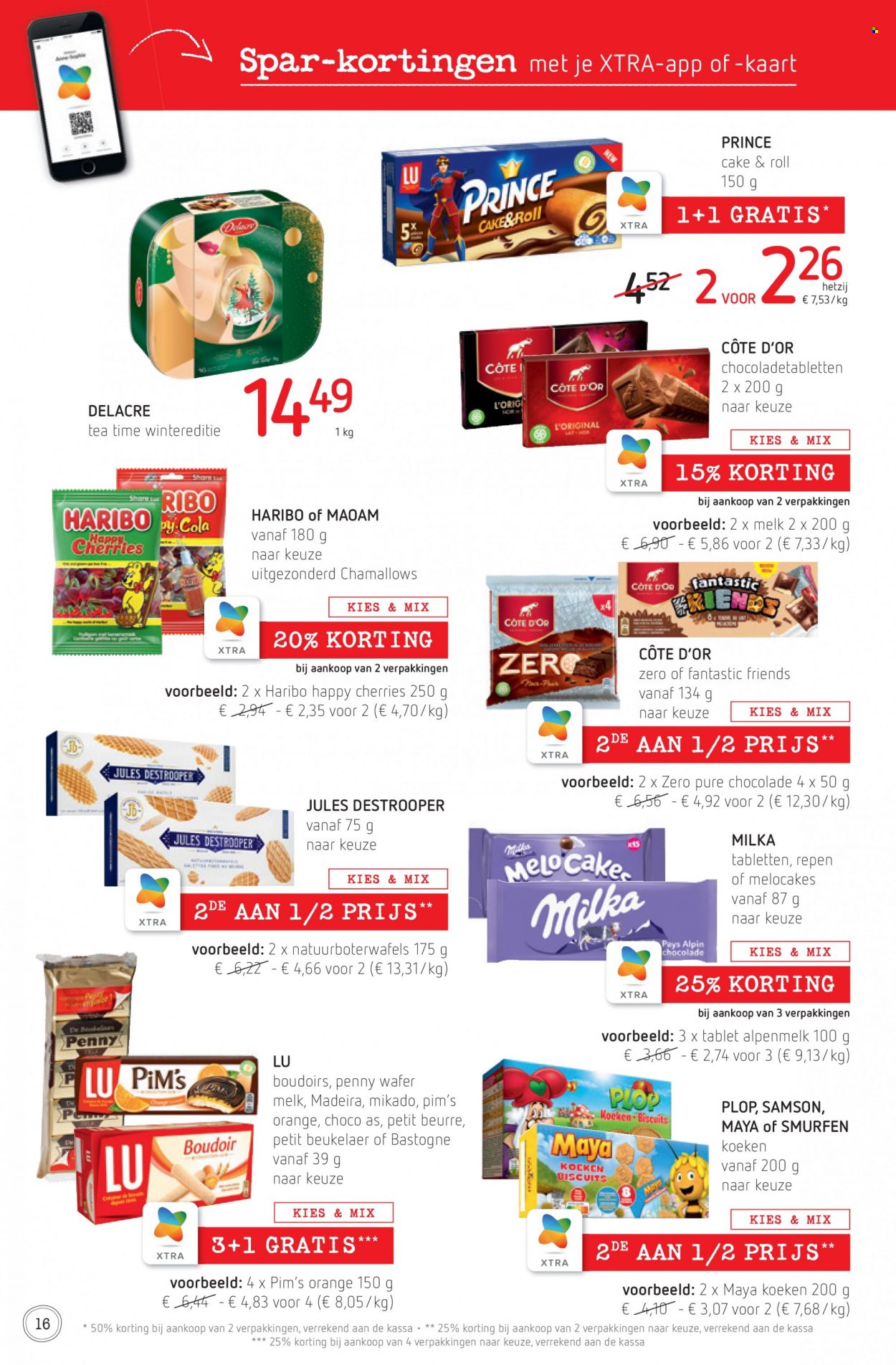thumbnail - SPAR-aanbieding - 01/12/2022 - 14/12/2022 -  producten in de aanbieding - Milka, melk, chocolade, pure chocolade, Haribo, thee. Pagina 16.