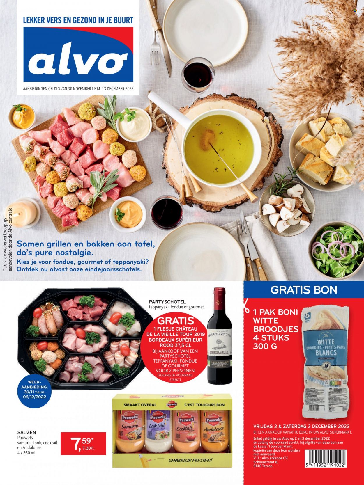thumbnail - Alvo-aanbieding - 30/11/2022 - 13/12/2022 -  producten in de aanbieding - broodje, Samurai, Bordeaux. Pagina 1.