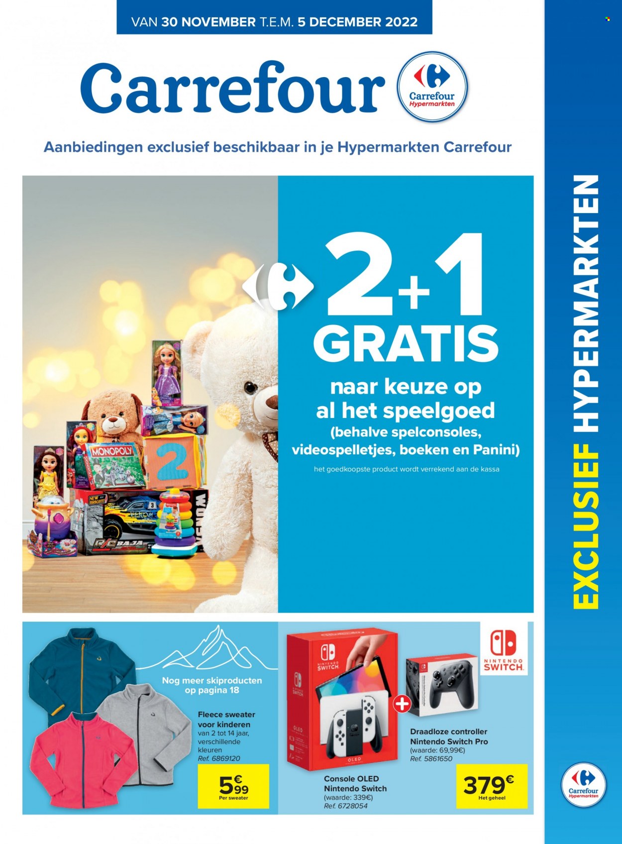 thumbnail - Catalogue Carrefour hypermarkt - 30/11/2022 - 05/12/2022 - Produits soldés - console, Nintendo Switch, pull, Monopoly. Page 1.