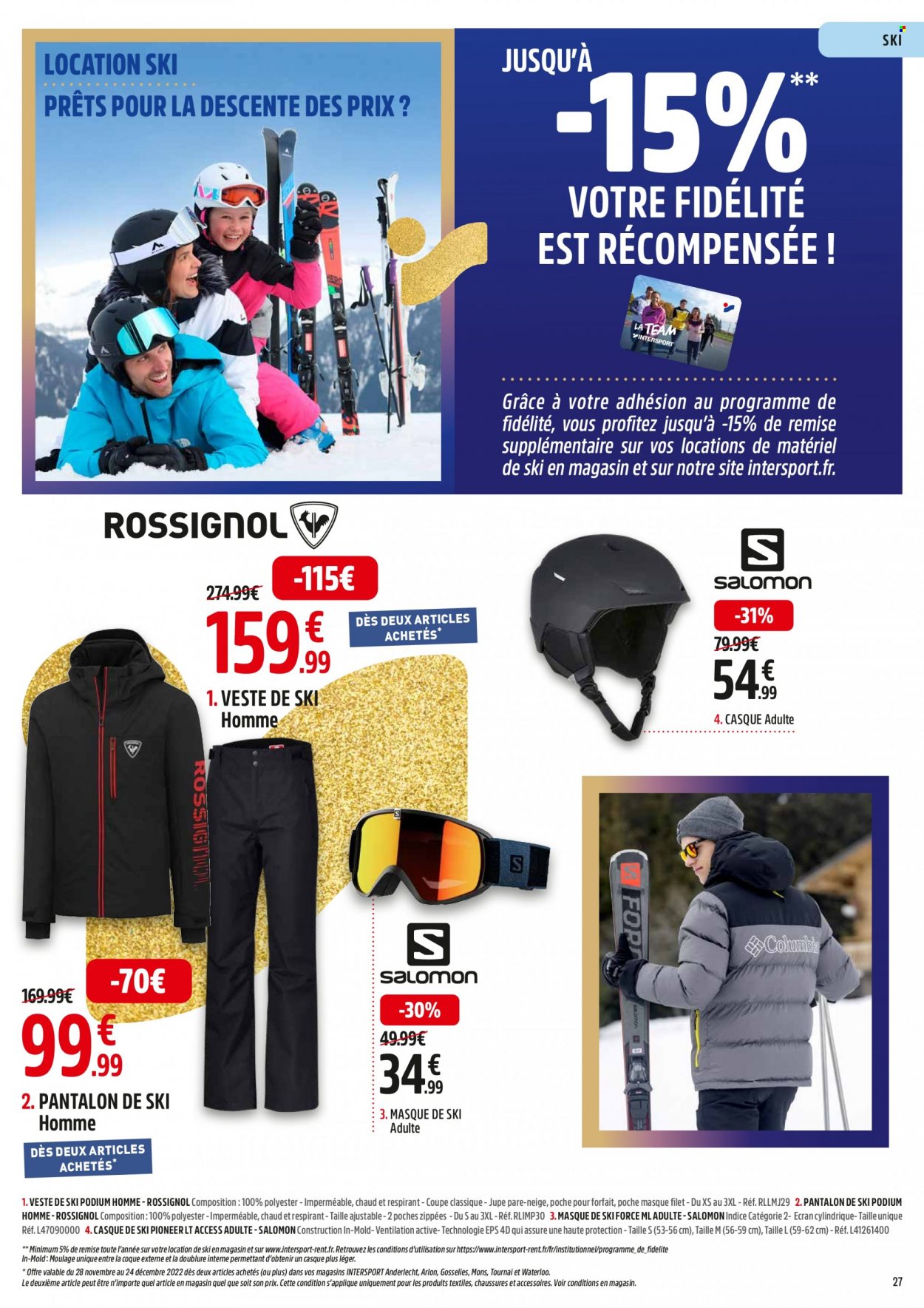thumbnail - Intersport-aanbieding - 28/11/2022 - 24/12/2022 -  producten in de aanbieding - Rossignol, Salomon, pantalon, ski. Pagina 27.