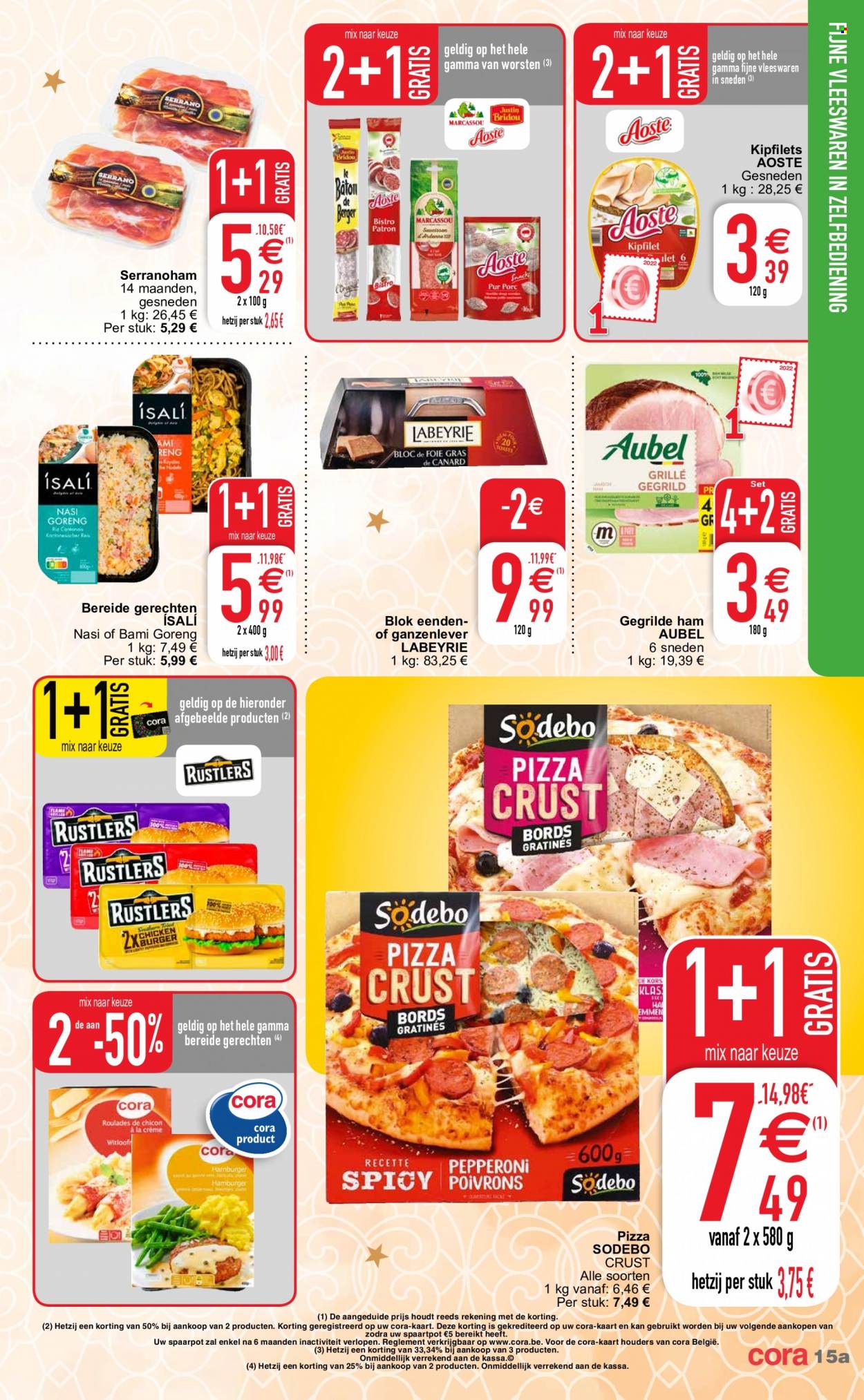 thumbnail - Cora-aanbieding - 06/12/2022 - 12/12/2022 -  producten in de aanbieding - pizza, ham, serranoham, Gamma. Pagina 15.
