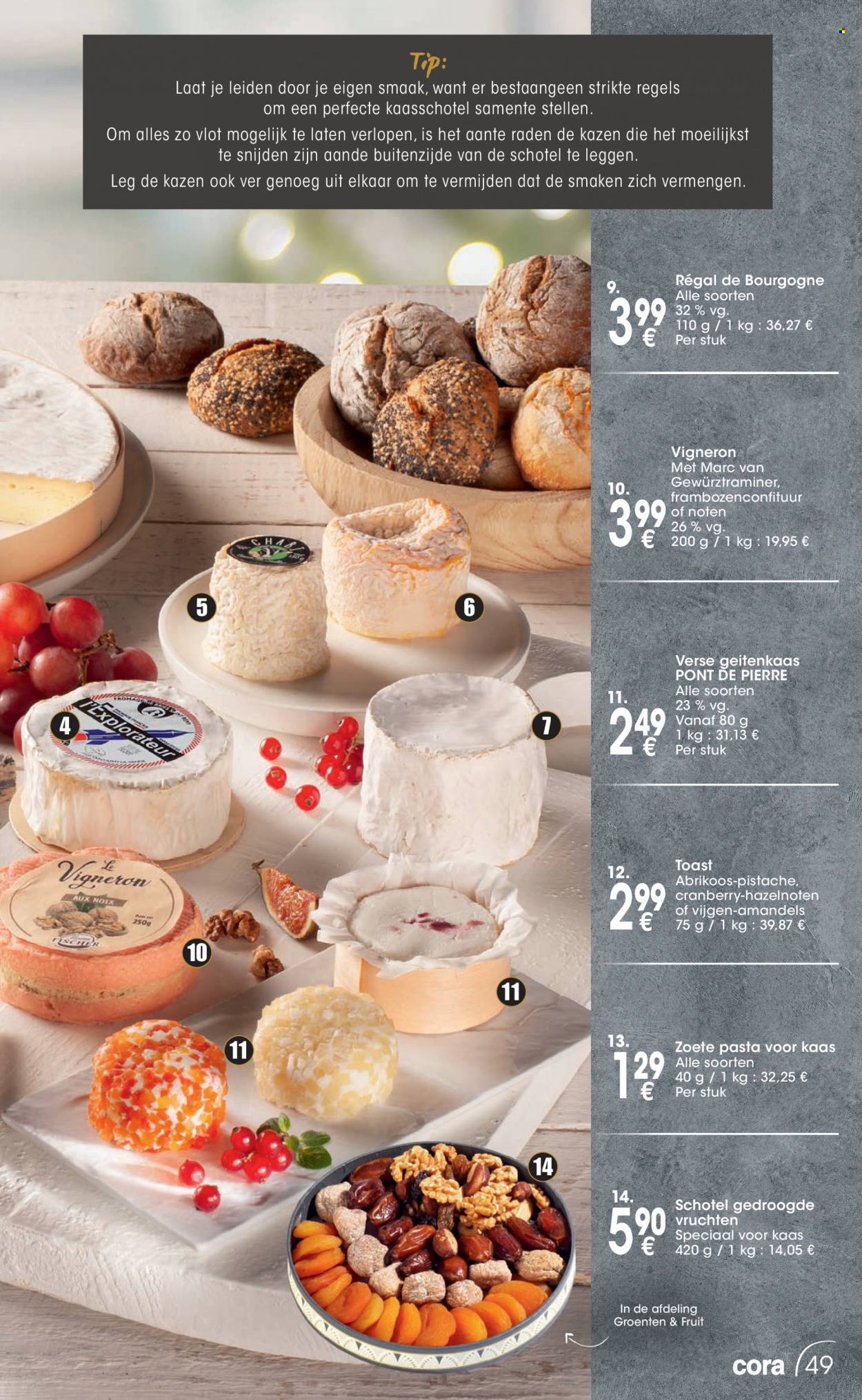 thumbnail - Cora-aanbieding - 06/12/2022 - 24/12/2022 -  producten in de aanbieding - vijgen, kaas, pasta, hazelnoten, cranberry’s. Pagina 49.