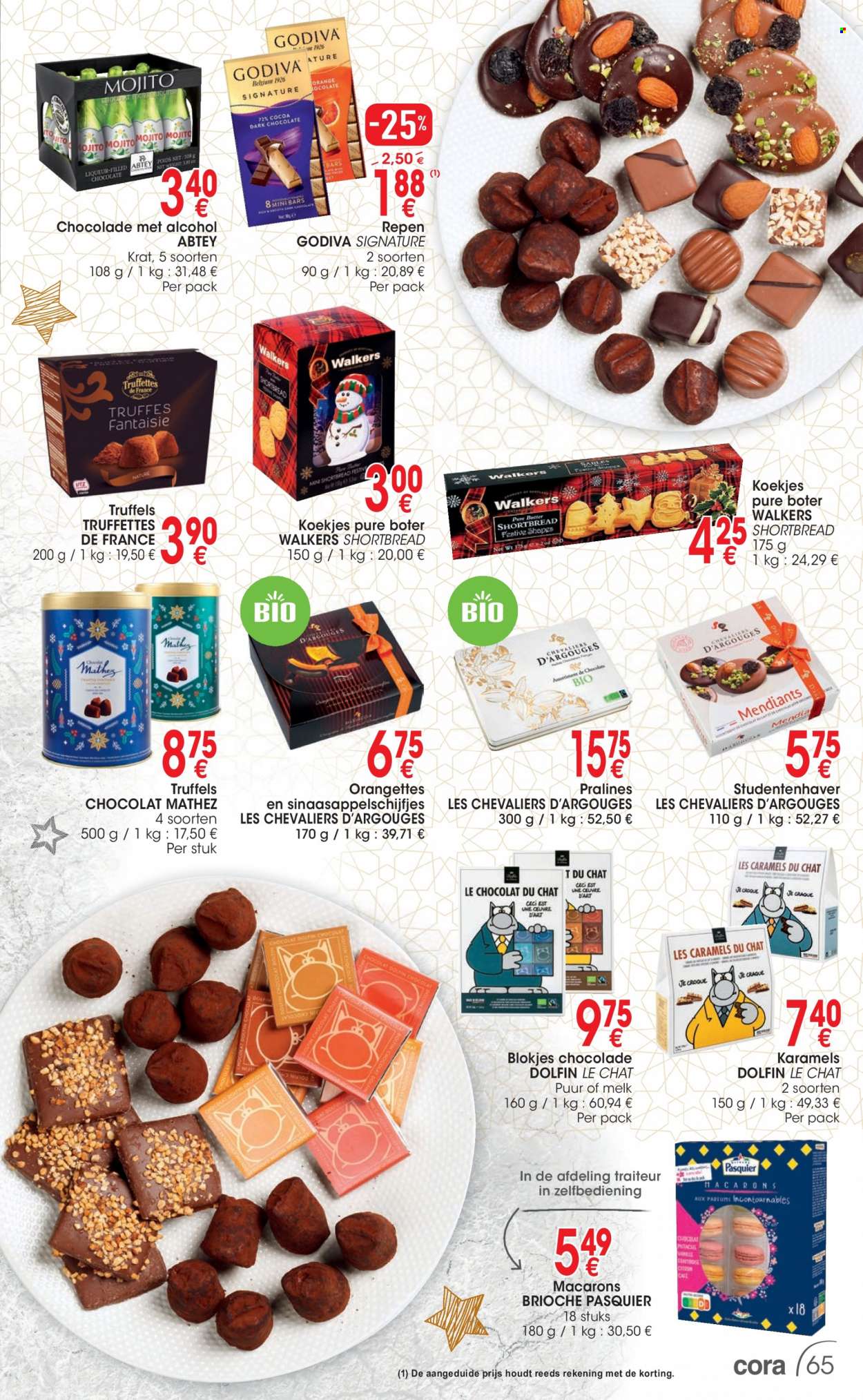 thumbnail - Cora-aanbieding - 06/12/2022 - 24/12/2022 -  producten in de aanbieding - macarons, brioche, melk, chocolade, koekjes. Pagina 65.