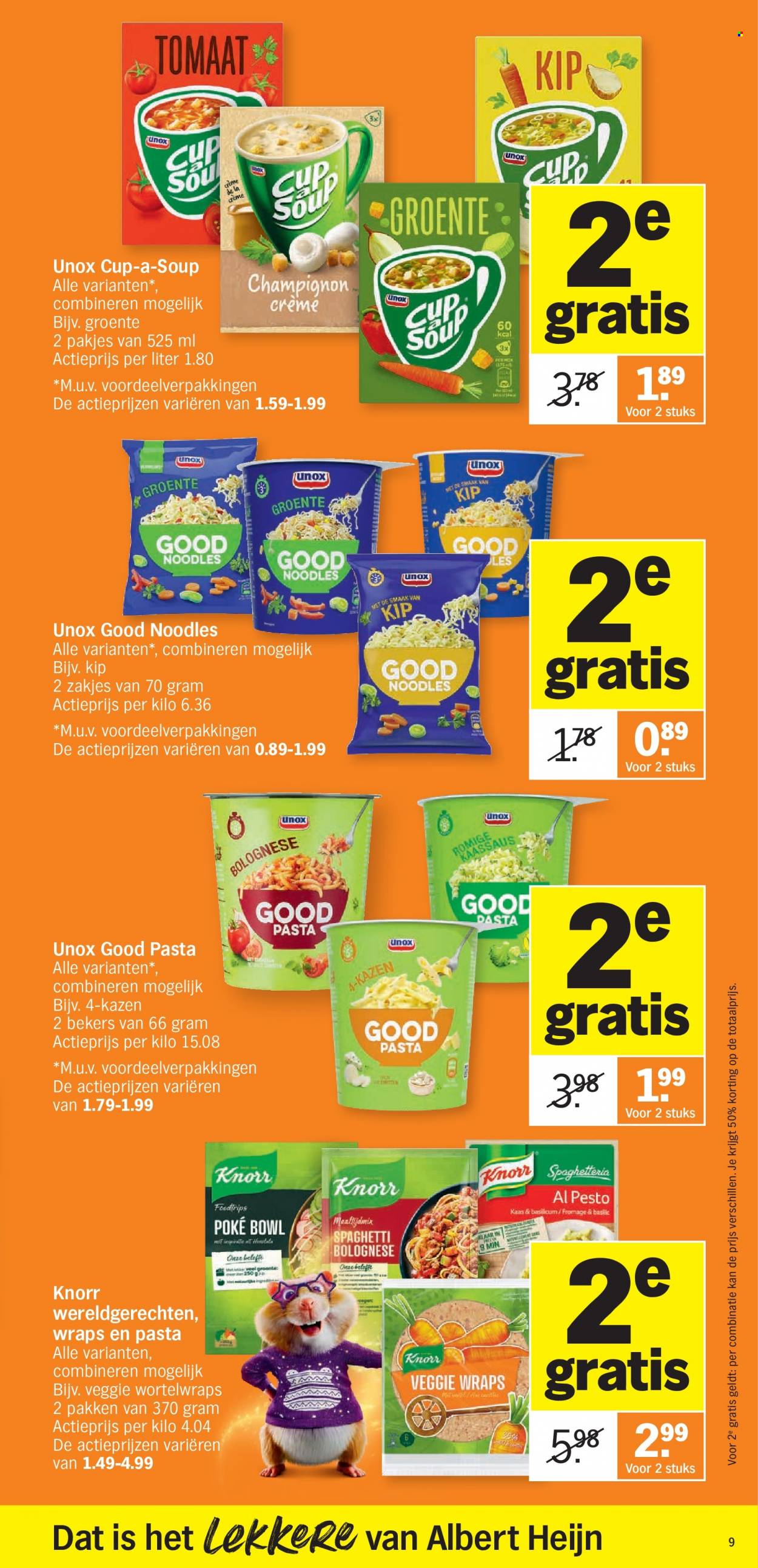 thumbnail - Albert Heijn-aanbieding - 05/12/2022 - 11/12/2022 -  producten in de aanbieding - wraps, cup-a-soup, Knorr, Veggie, pasta. Pagina 9.