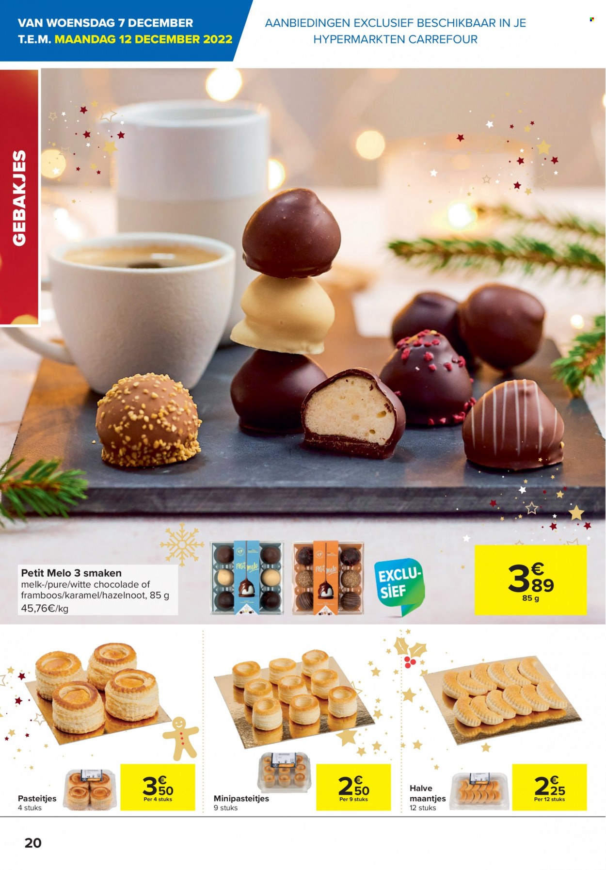thumbnail - Carrefour hypermarkt-aanbieding - 07/12/2022 - 02/01/2023 -  producten in de aanbieding - melk, chocolade, witte chocolade. Pagina 20.