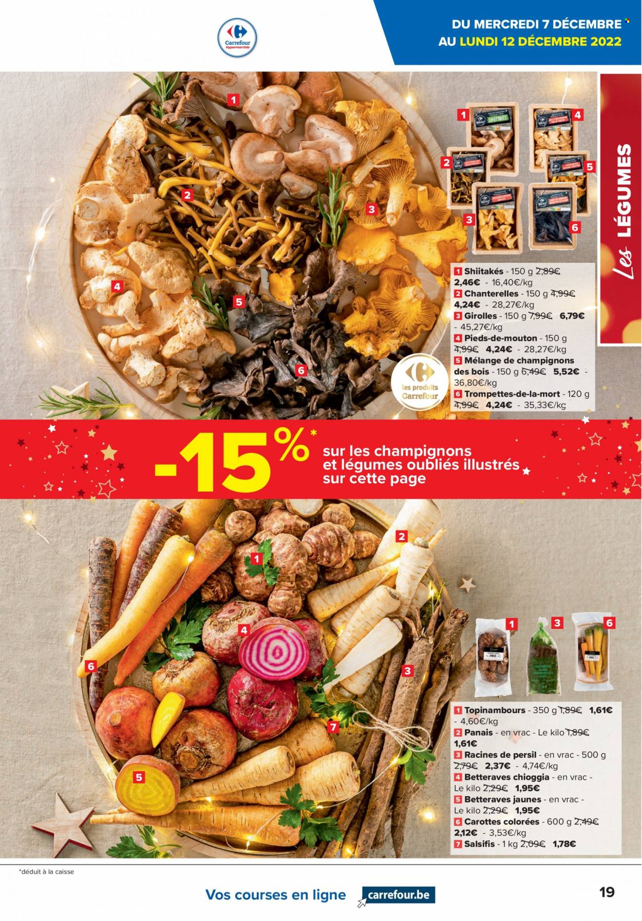 thumbnail - Carrefour hypermarkt-aanbieding - 07/12/2022 - 02/01/2023 -  producten in de aanbieding - shiitakes, champignons, Persil. Pagina 19.