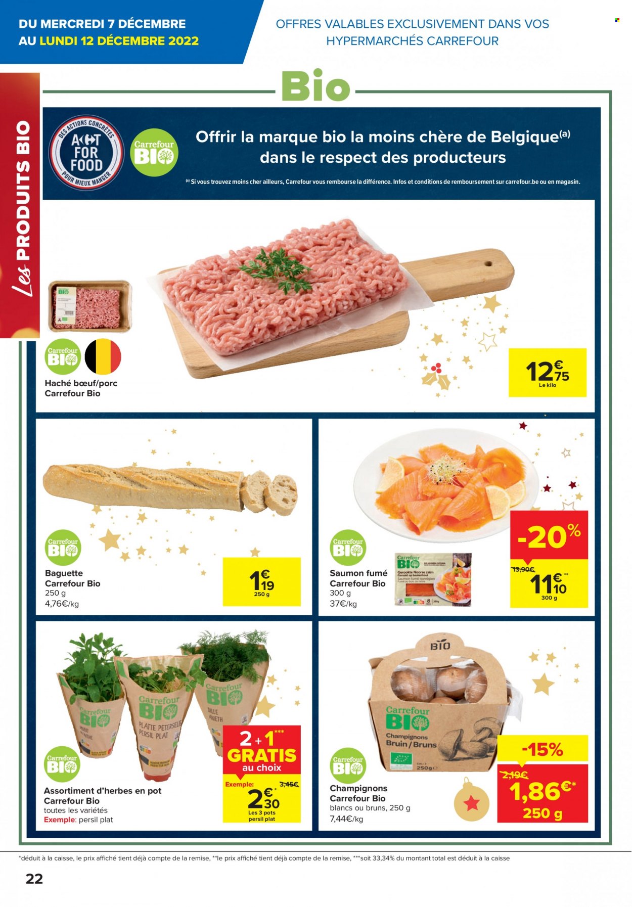 thumbnail - Carrefour hypermarkt-aanbieding - 07/12/2022 - 02/01/2023 -  producten in de aanbieding - champignons, baguette, Persil. Pagina 22.