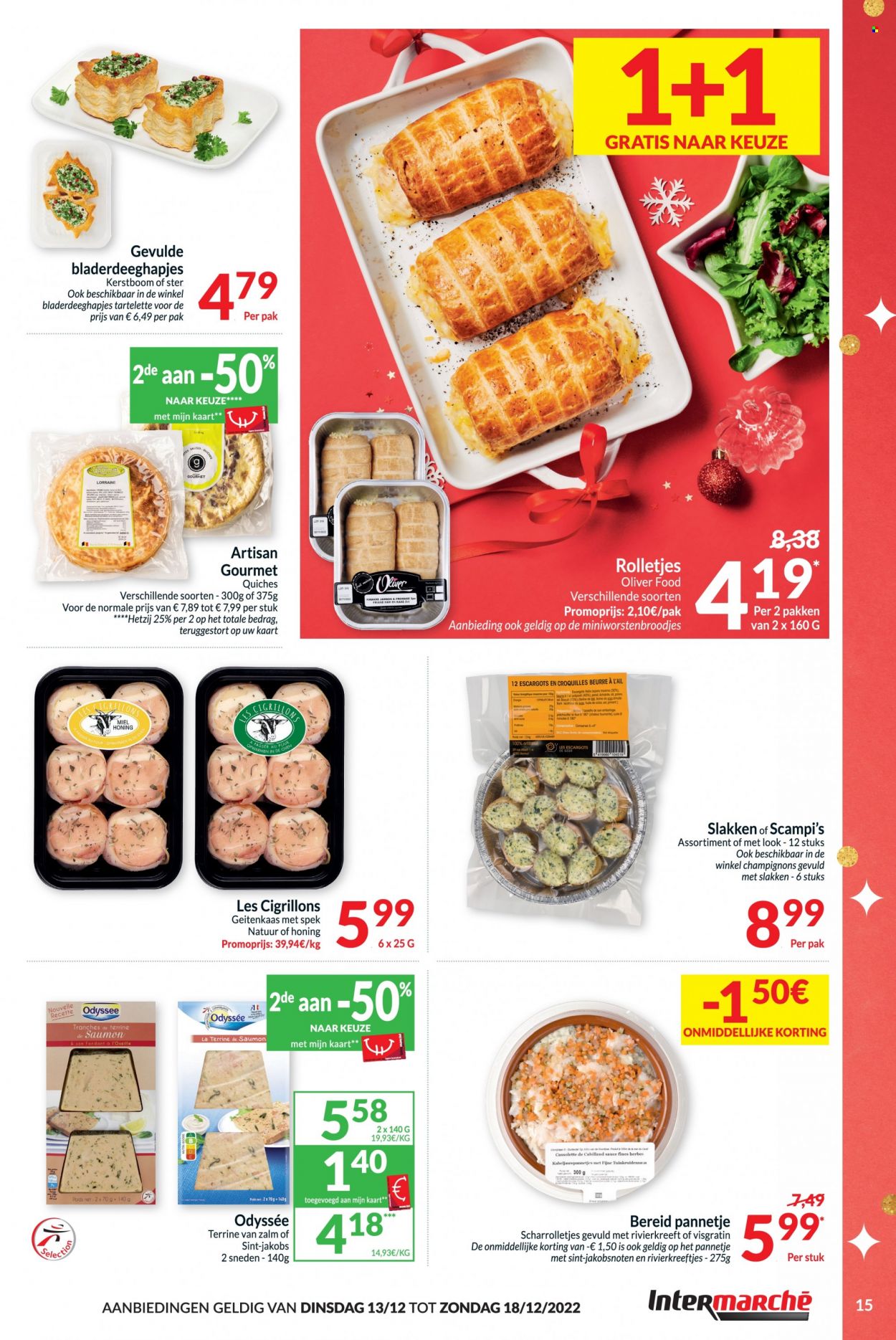thumbnail - Intermarché-aanbieding - 13/12/2022 - 18/12/2022 -  producten in de aanbieding - champignons, rolletjes, zalm, kaas, ei, Persil. Pagina 15.