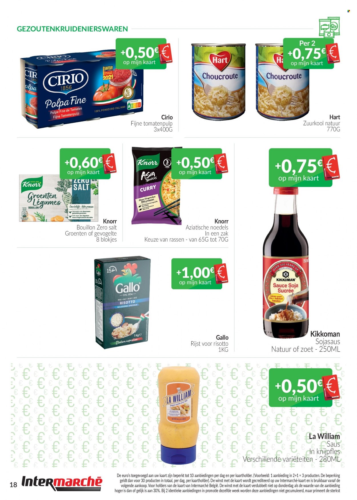 thumbnail - Intermarché-aanbieding - 01/01/2023 - 31/01/2023 -  producten in de aanbieding - Knorr, zuurkool, rijst, noedels, sojasaus. Pagina 18.