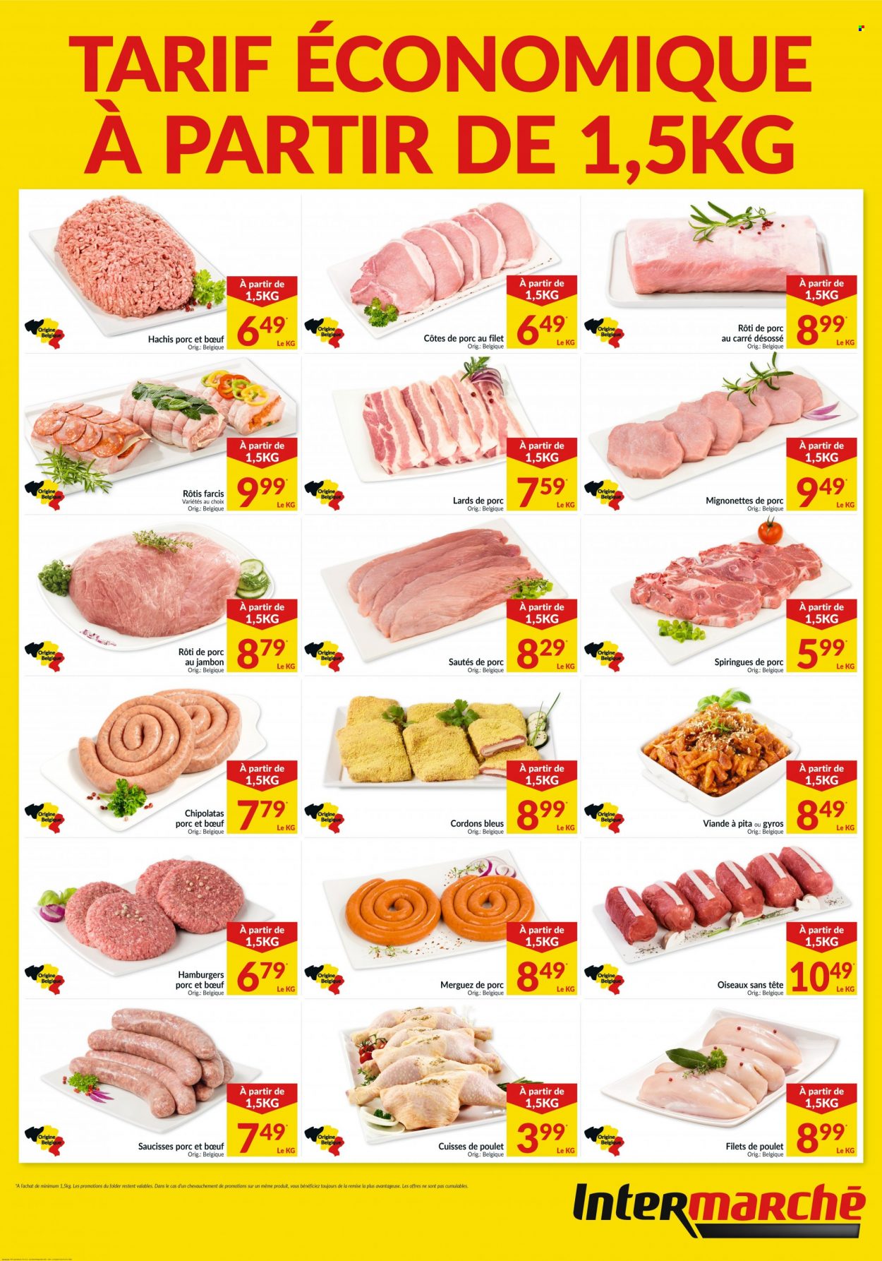thumbnail - Catalogue Intermarché - 01/01/2023 - 28/02/2023 - Produits soldés - côtes de porc, rôti de porc, viande de porc, filet de poulet, cuisses de poulet, viande de poulet, cordon bleu, merguez, saucisse, chipolata. Page 1.