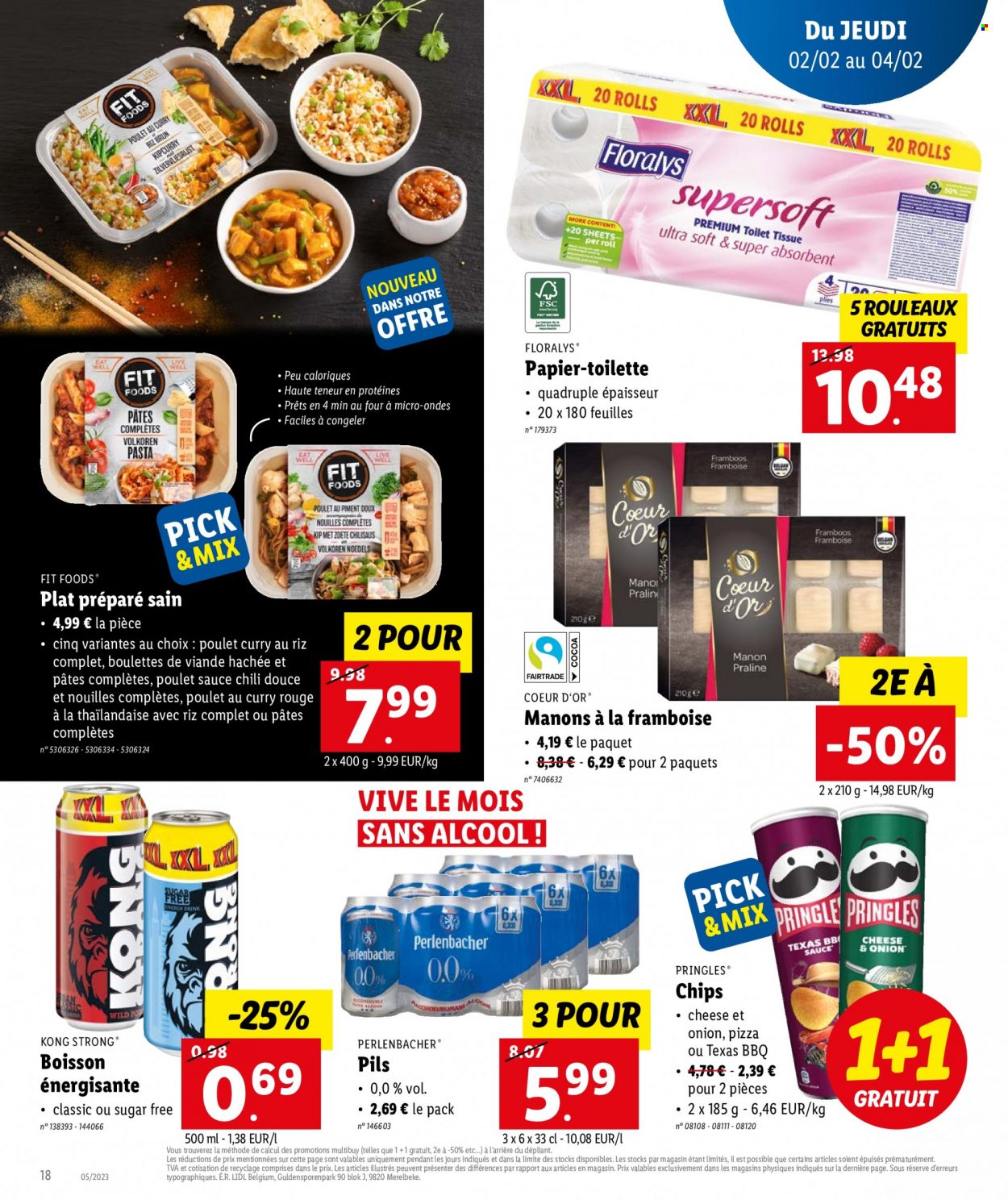 thumbnail - Lidl-aanbieding - 30/01/2023 - 04/02/2023 -  producten in de aanbieding - pizza, Pringles, chips, curry, BBQ, Kong. Pagina 18.
