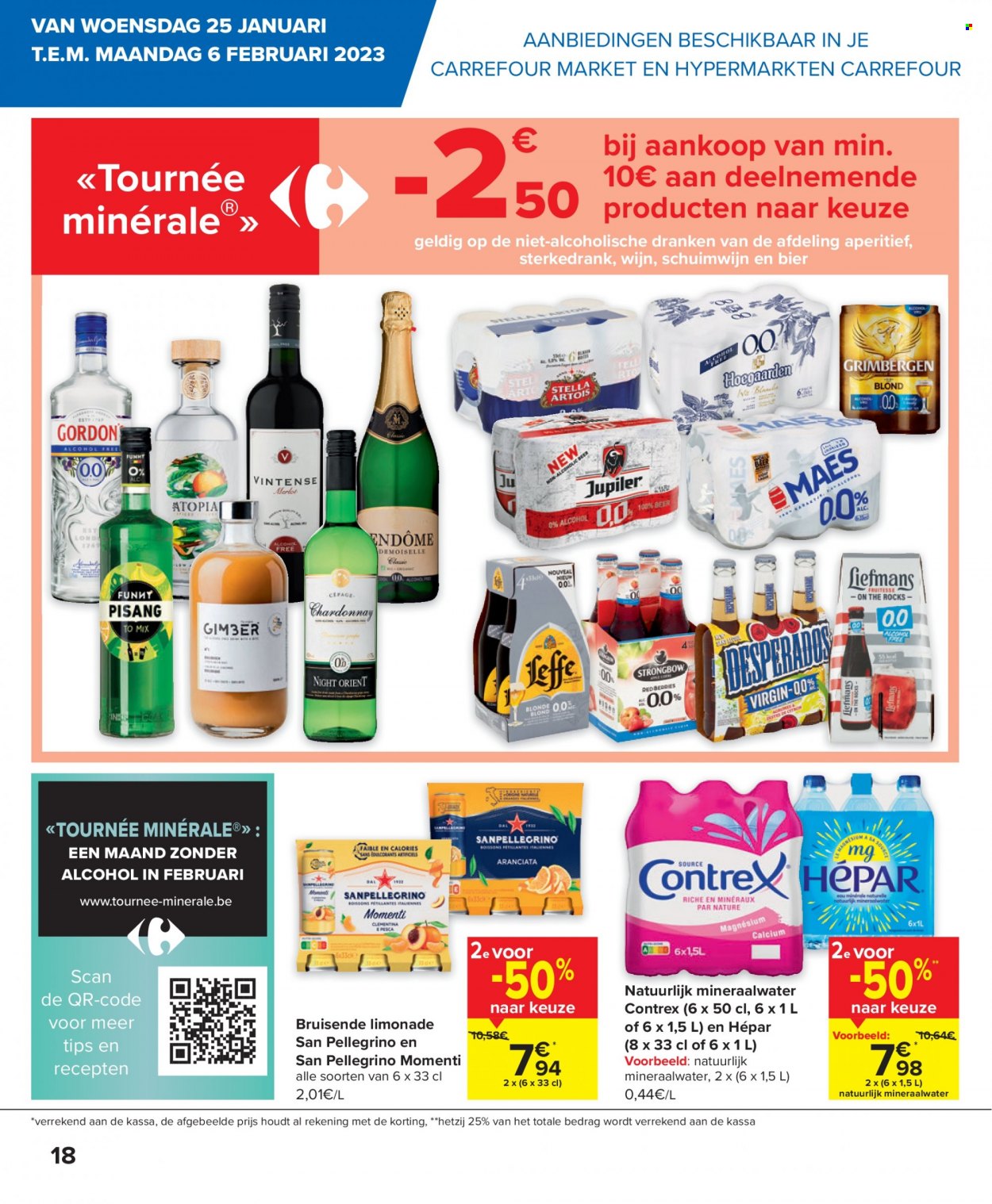 thumbnail - Carrefour-aanbieding - 25/01/2023 - 06/02/2023 -  producten in de aanbieding - bier, mineraalwater, wijn. Pagina 18.