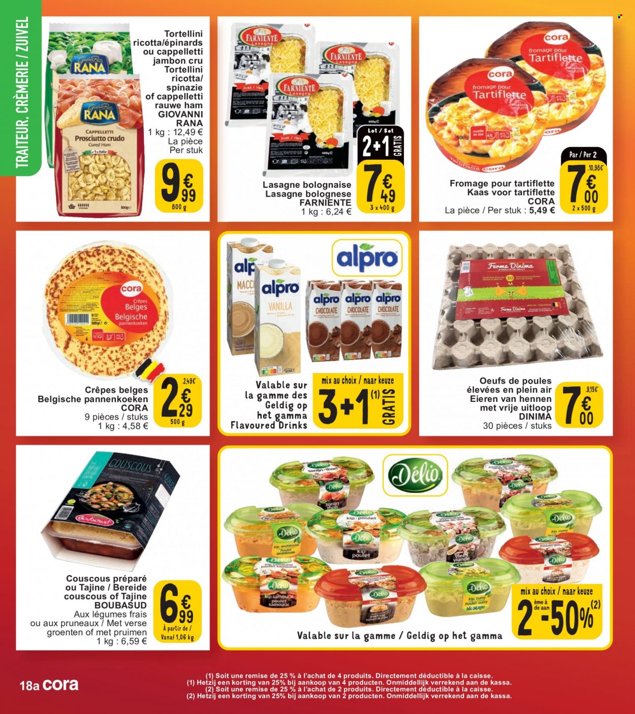 thumbnail - Cora-aanbieding - 31/01/2023 - 06/02/2023 -  producten in de aanbieding - lasagne, tortellini, tortelloni, ham, kaas, ricotta, couscous, Gamma. Pagina 18.