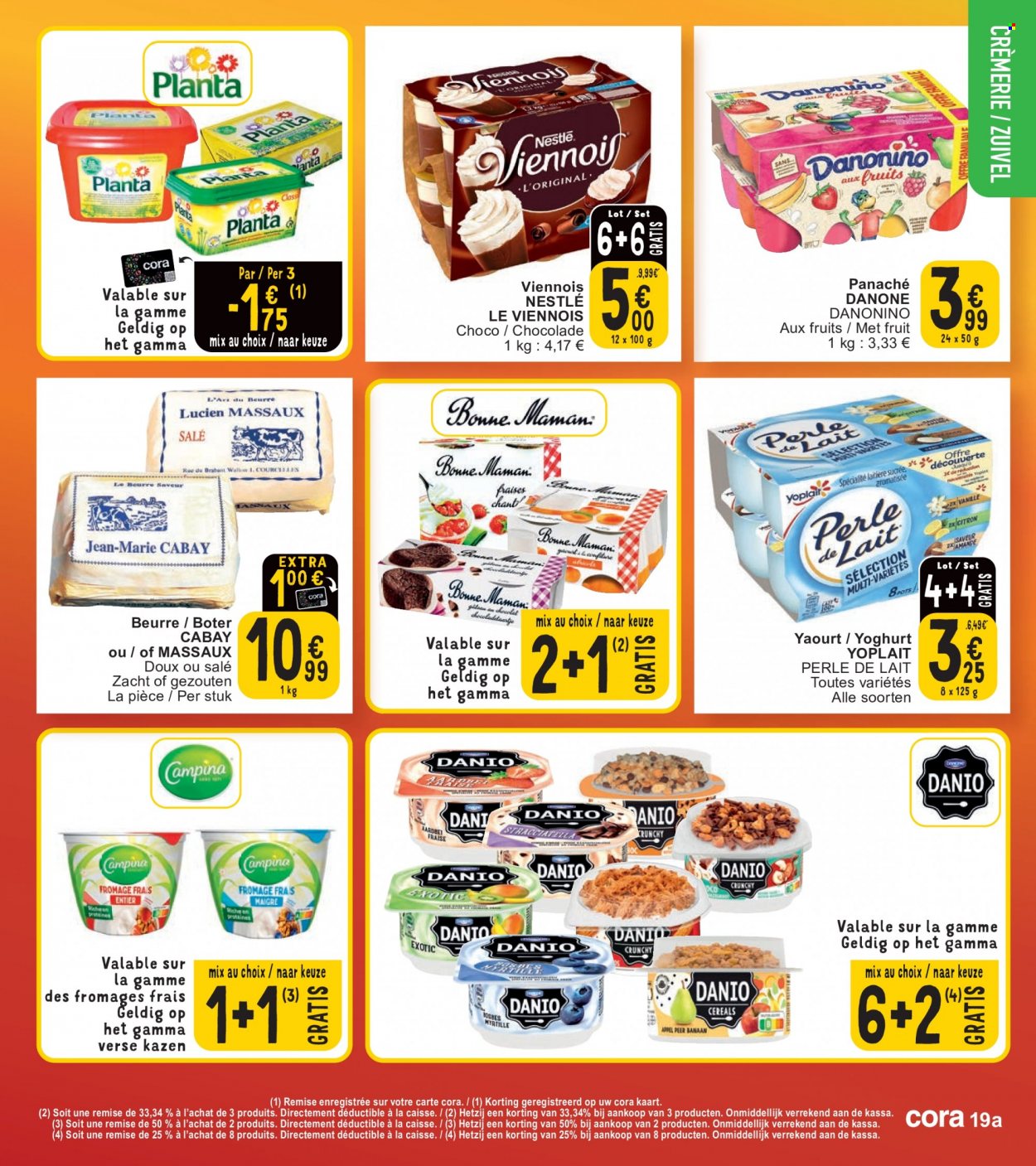 thumbnail - Cora-aanbieding - 31/01/2023 - 06/02/2023 -  producten in de aanbieding - Danone, yoghurt, Nestlé, chocolade, Gamma. Pagina 19.