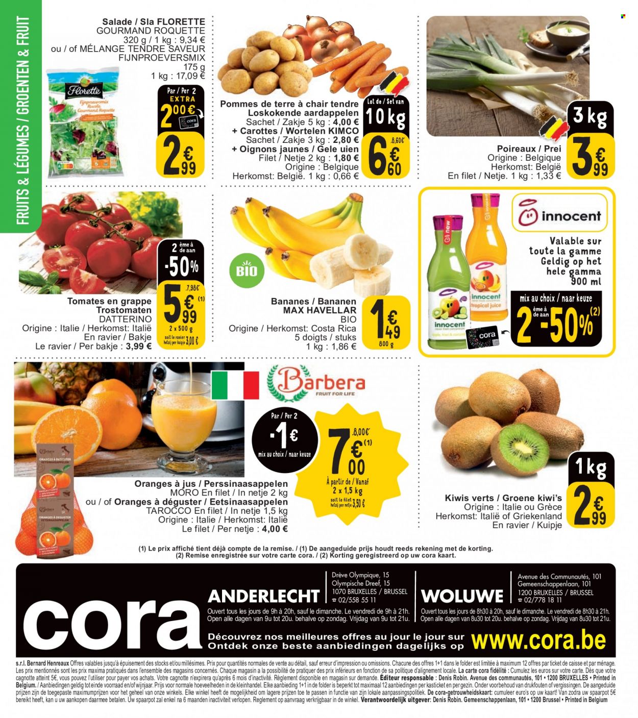 thumbnail - Cora-aanbieding - 31/01/2023 - 06/02/2023 -  producten in de aanbieding - aardappelen, prei, sla, tomaten, trostomaat, uien, perssinaasappelen, fruitsalade, kiwi, Gamma. Pagina 24.