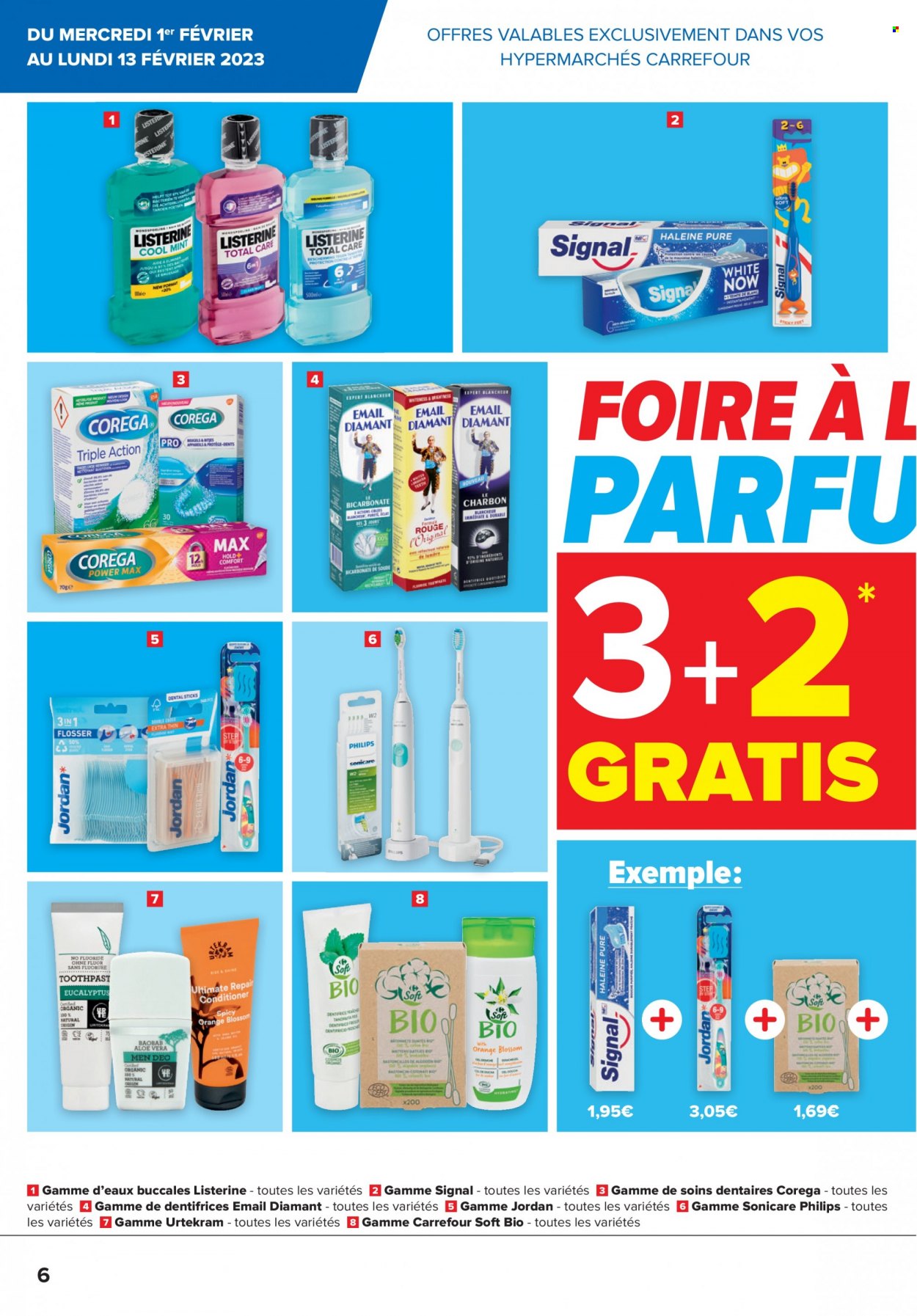 thumbnail - Catalogue Carrefour hypermarkt - 01/02/2023 - 13/02/2023 - Produits soldés - dentifrice, gamme de dentifrices, Signal, Sonicare, Listerine, Philips. Page 6.