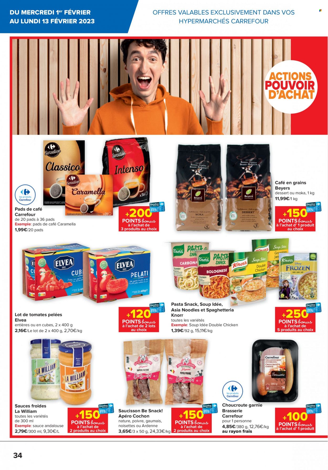 thumbnail - Carrefour hypermarkt-aanbieding - 01/02/2023 - 13/02/2023 -  producten in de aanbieding - Knorr, choucroute, pasta. Pagina 34.