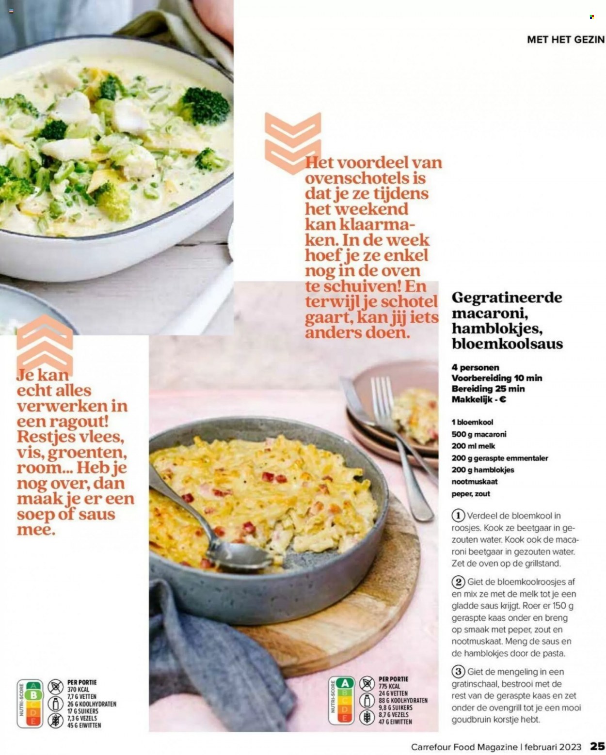 thumbnail - Carrefour-aanbieding - 01/02/2023 - 28/02/2023 -  producten in de aanbieding - bloemkool, soep, kaas, geraspte kaas, melk, room, macaroni, pasta, mini-oven. Pagina 25.