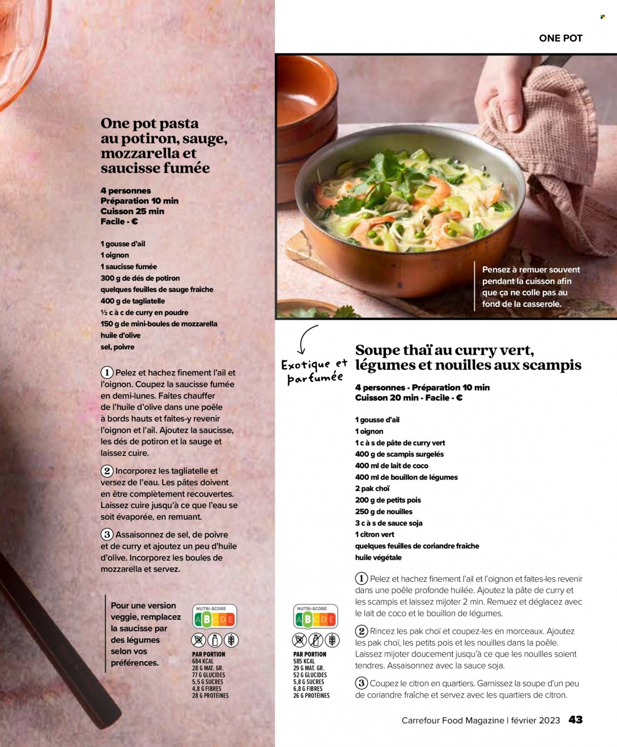 thumbnail - Carrefour-aanbieding - 01/02/2023 - 28/02/2023 -  producten in de aanbieding - paksoi, Veggie, paté, pasta, tagliatelle, curry. Pagina 43.