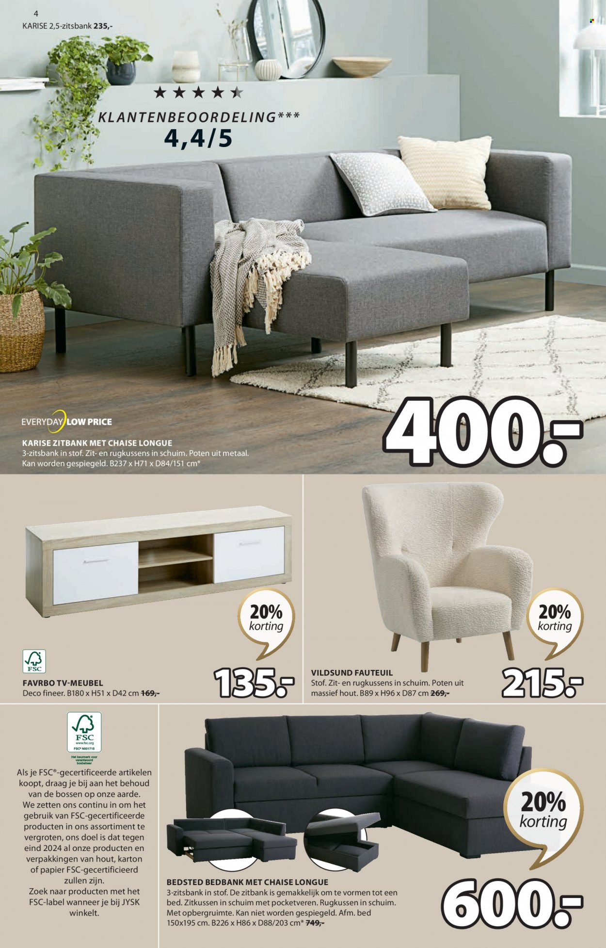 thumbnail - JYSK-aanbieding - 01/02/2023 - 05/03/2023 -  producten in de aanbieding - zitsbank, fauteuil, TV-meubel, bed, bedbank. Pagina 4.