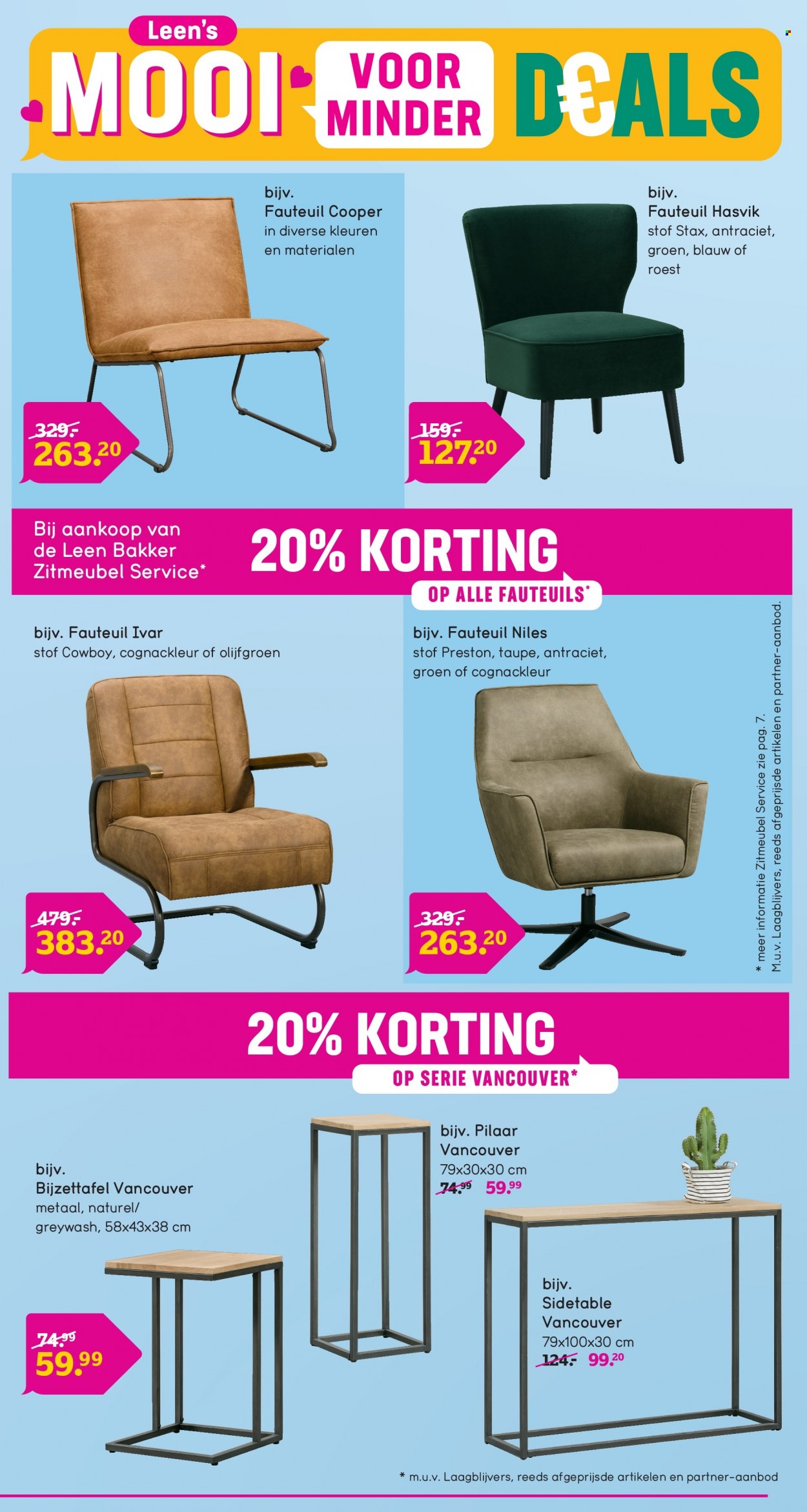 thumbnail - Leen Bakker-aanbieding - 01/02/2023 - 05/03/2023 -  producten in de aanbieding - bijzettafel, fauteuil. Pagina 9.