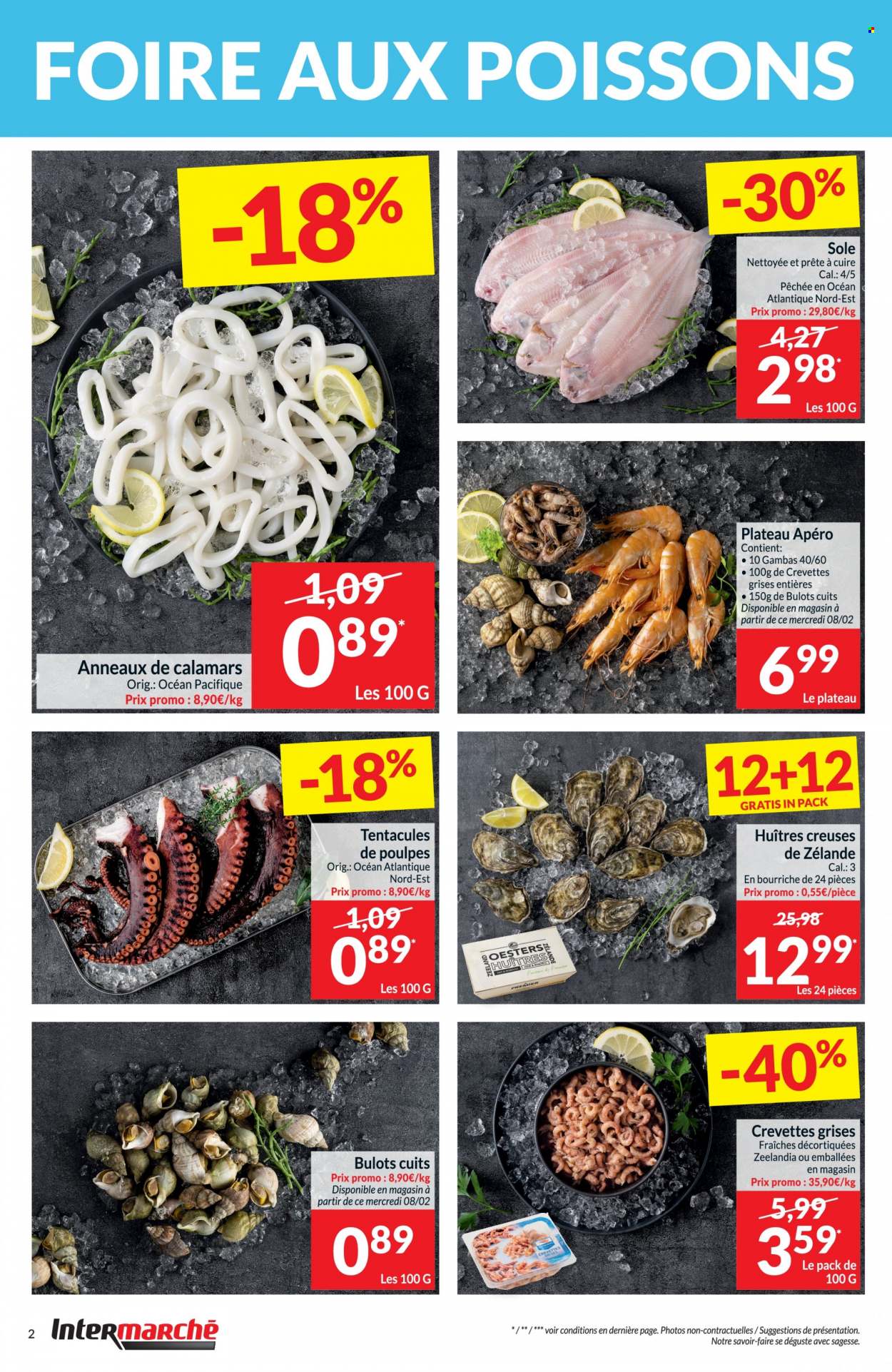 thumbnail - Catalogue Intermarché - 07/02/2023 - 12/02/2023 - Produits soldés - bulot, crevettes, huître, calamars. Page 2.