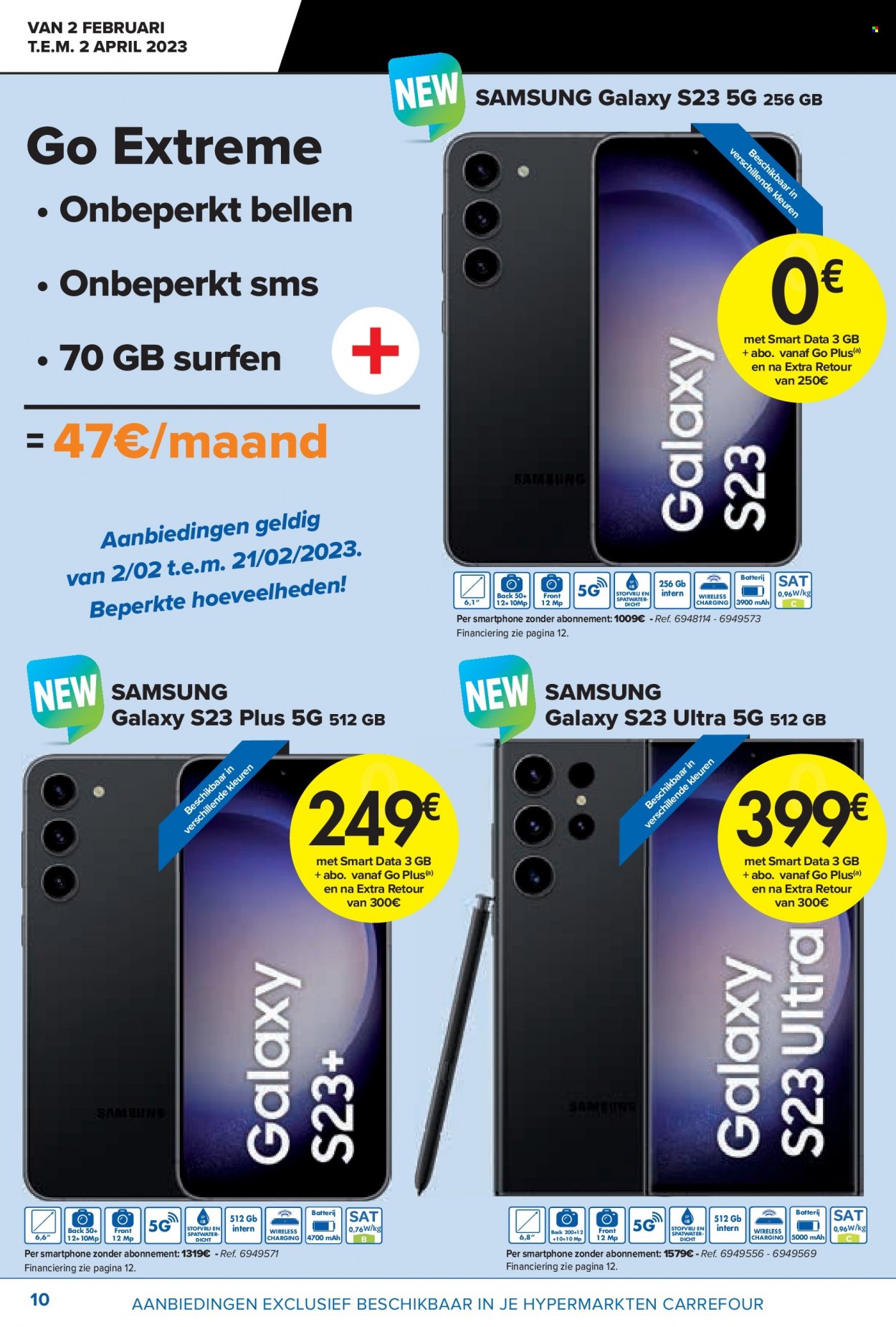 thumbnail - Catalogue Carrefour hypermarkt - 02/02/2023 - 02/04/2023 - Produits soldés - Samsung, smartphone. Page 10.
