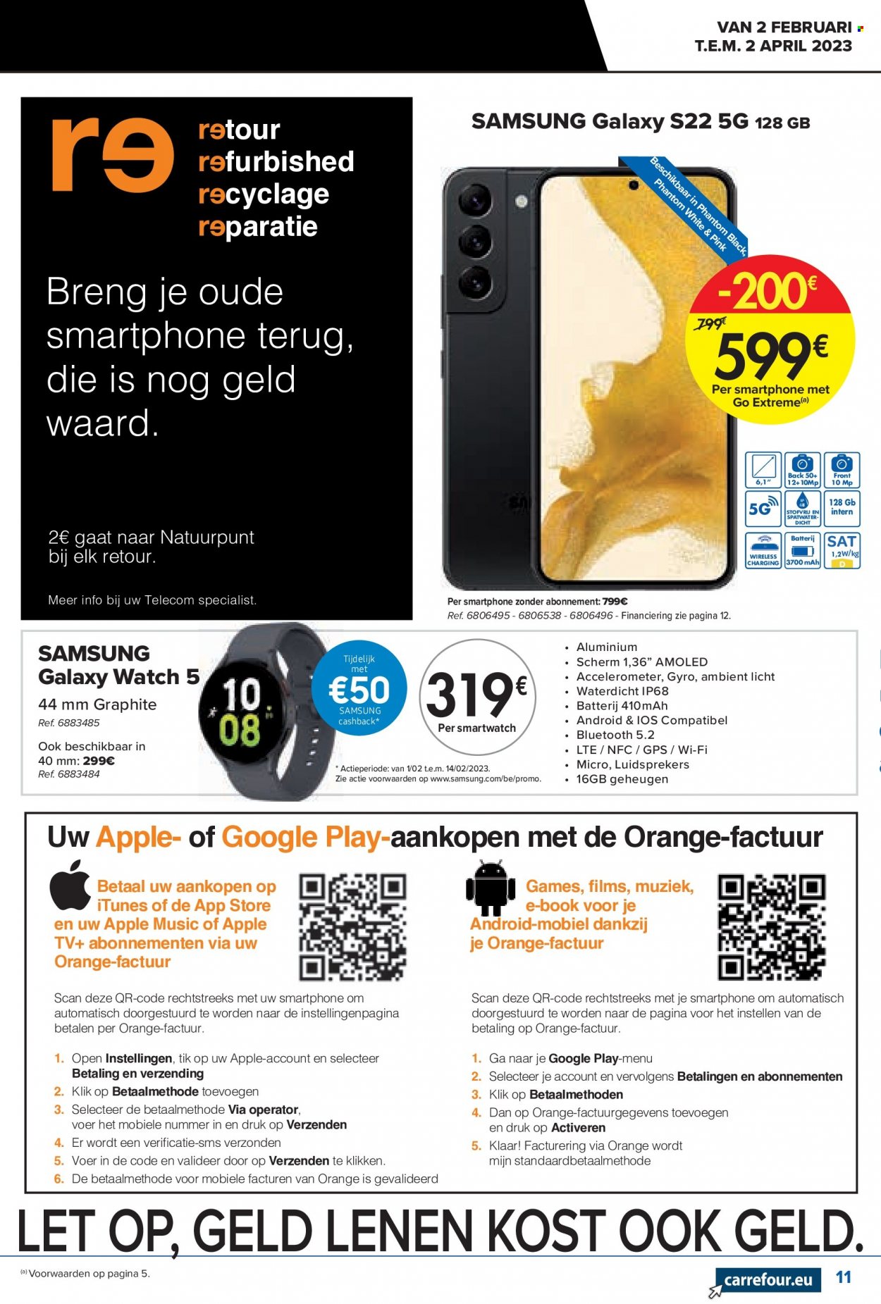 thumbnail - Catalogue Carrefour hypermarkt - 02/02/2023 - 02/04/2023 - Produits soldés - Samsung, Apple, smartphone, téléviseur. Page 11.