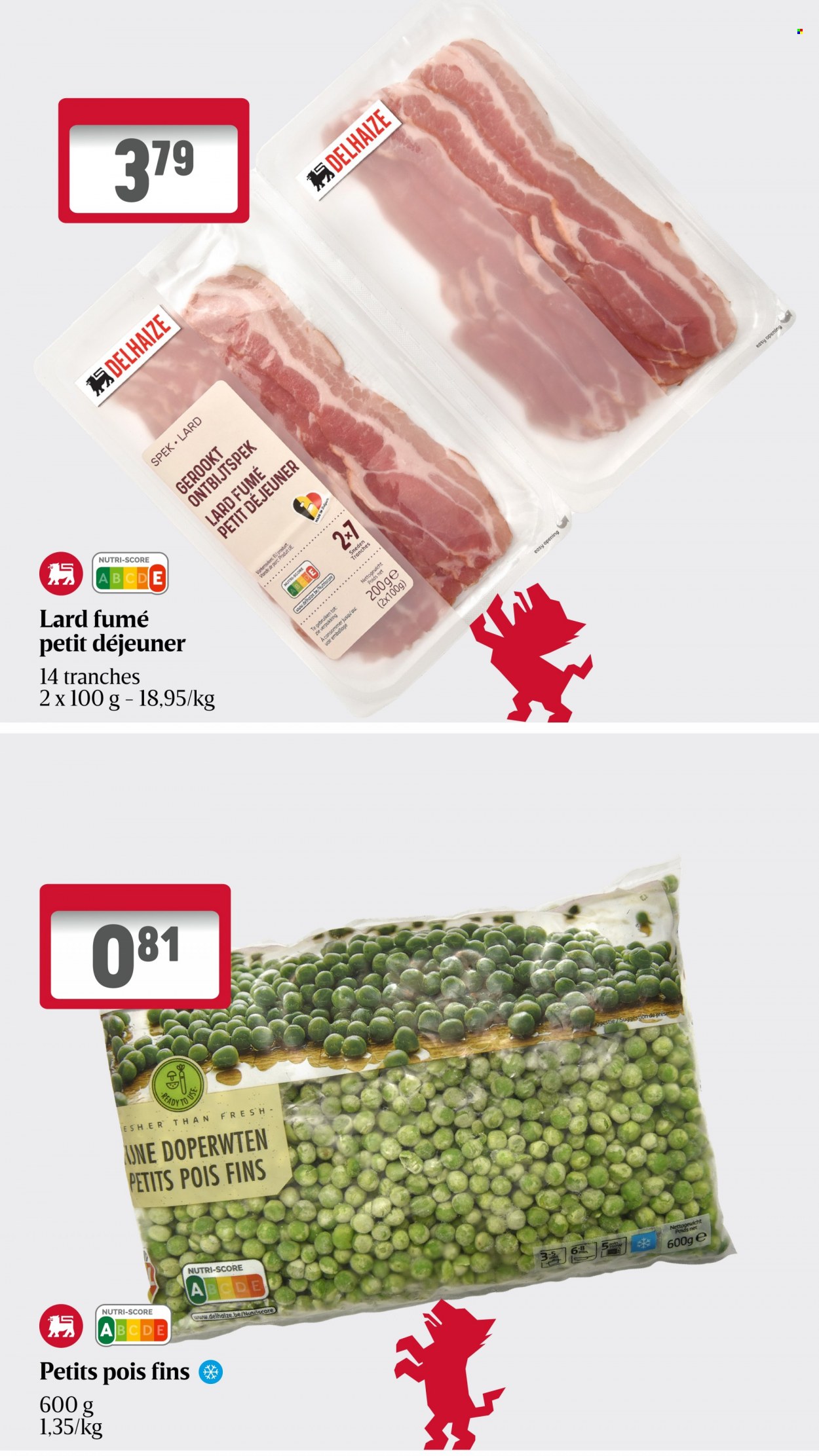 thumbnail - Delhaize-aanbieding - 09/02/2023 - 15/02/2023 -  producten in de aanbieding - varkensvlees, doperwten, ontbijtspek, lard. Pagina 31.