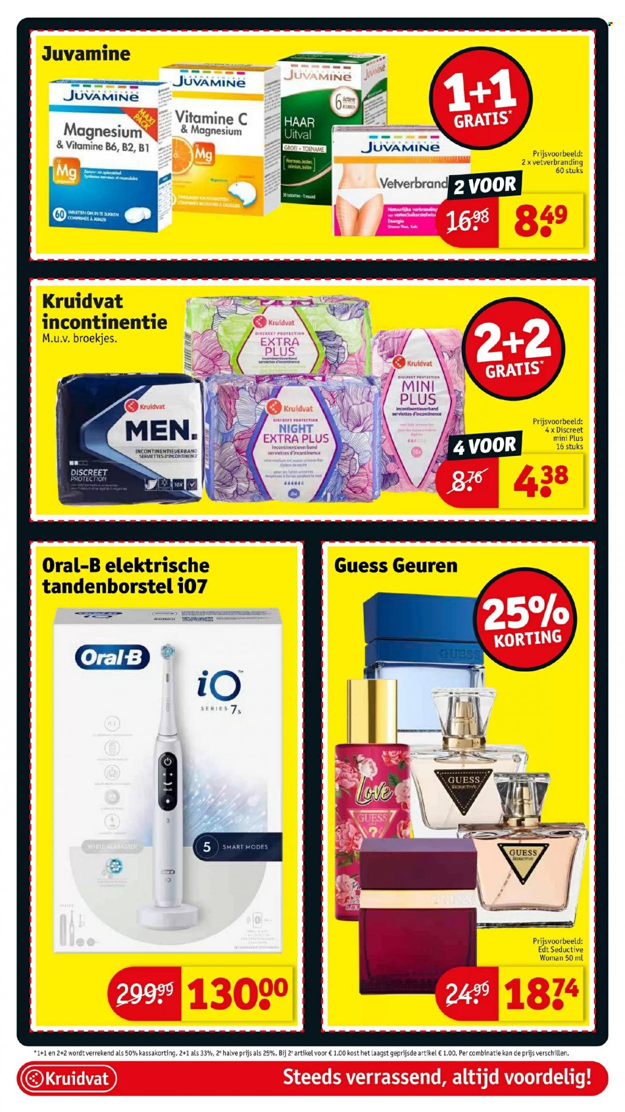 thumbnail - Kruidvat-aanbieding - 07/02/2023 - 12/02/2023 -  producten in de aanbieding - Guess, tandenborstel, Oral-B, Discreet, Eau de Toilette, elektrische tandenborstel, magnesium. Pagina 22.