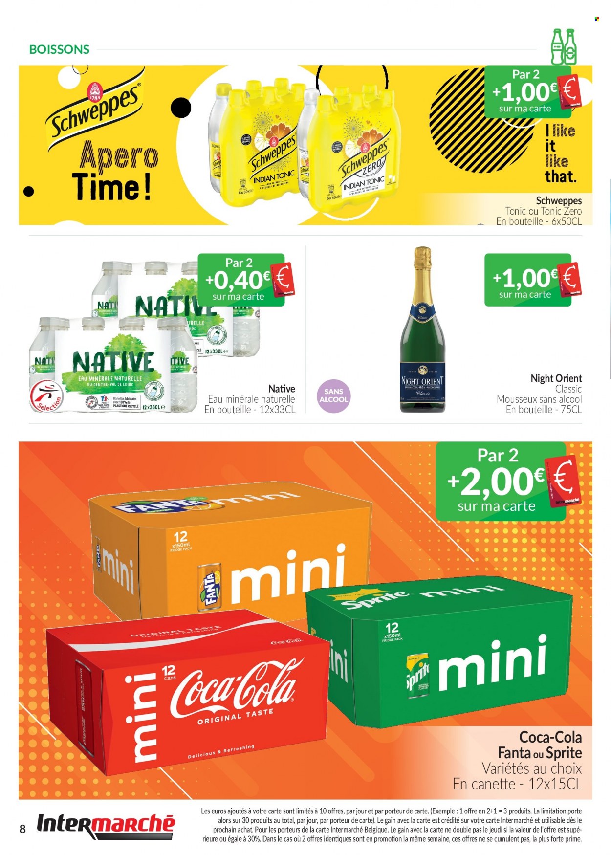 thumbnail - Catalogue Intermarché - 01/03/2023 - 31/03/2023 - Produits soldés - Coca-Cola, Fanta, Schweppes, tonic, eau minérale, eau minérale naturelle. Page 8.
