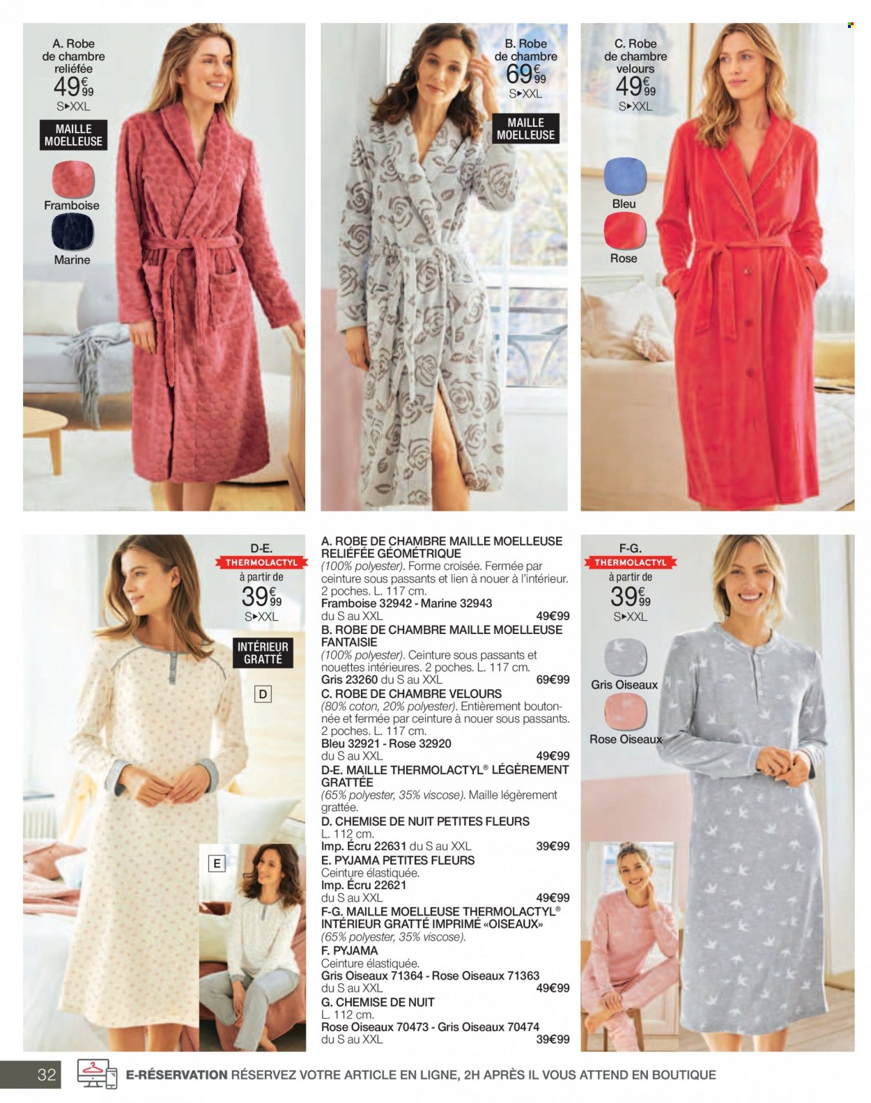 thumbnail - Catalogue Damart - 01/03/2023 - 31/03/2023 - Produits soldés - pantacourt, chemise, t-shirt, chemise de nuit, pyjama. Page 32.