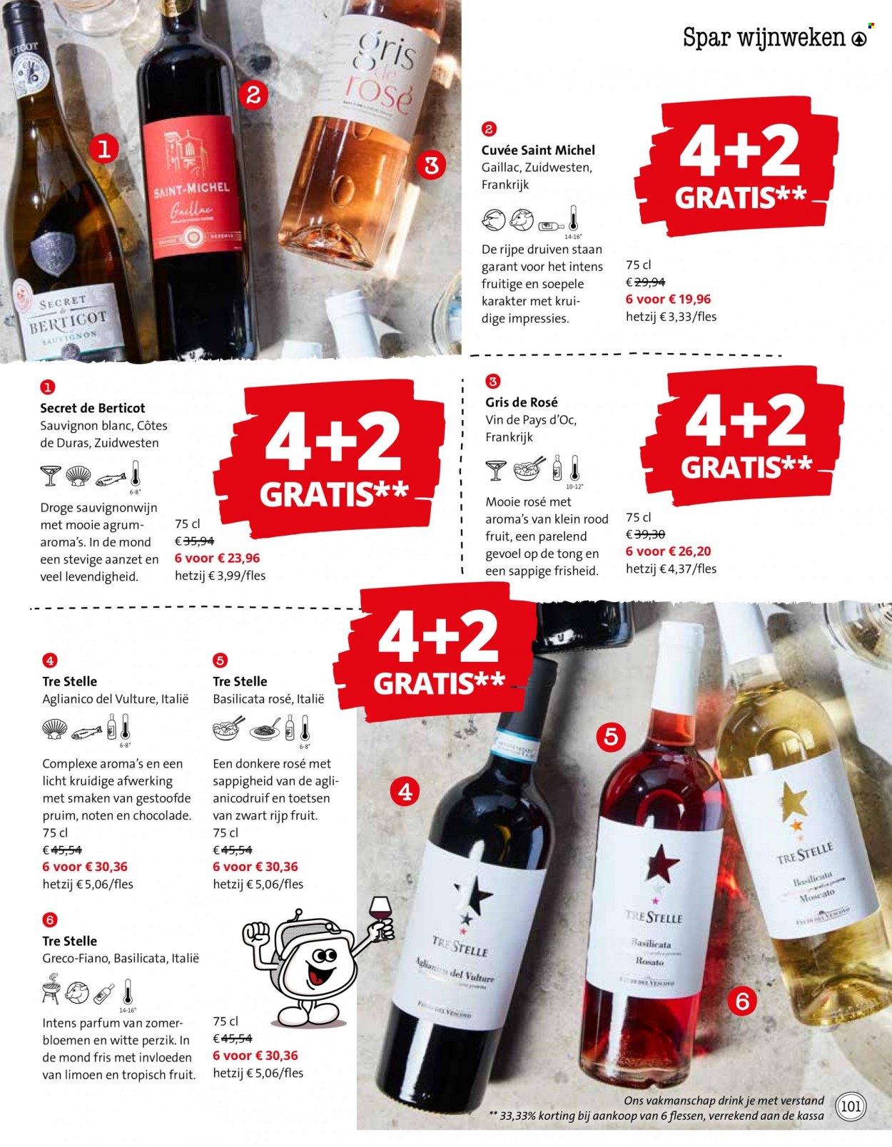 thumbnail - Catalogue SPAR - 01/03/2023 - 31/03/2023 - Produits soldés - vin blanc, vin, alcool, Cabernet Sauvignon, Sauvignon Blanc. Page 101.