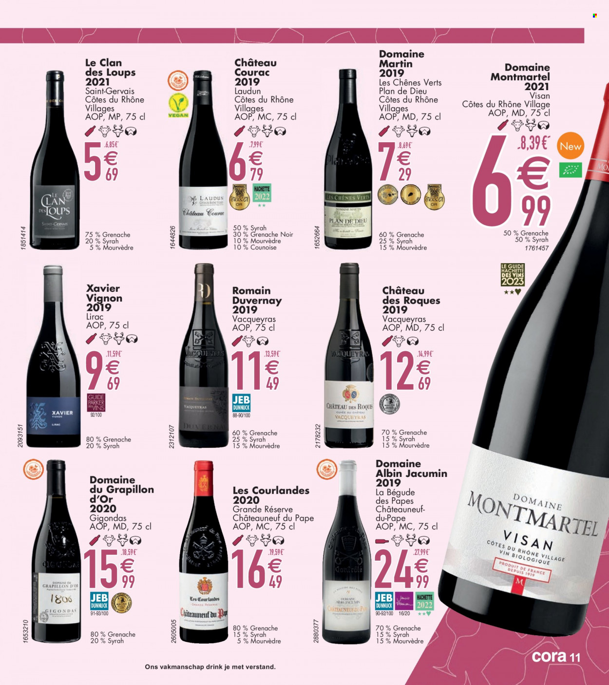 thumbnail - Catalogue Cora - 07/03/2023 - 03/04/2023 - Produits soldés - Côtes du Rhône, Châteauneuf du Pape, vin. Page 11.