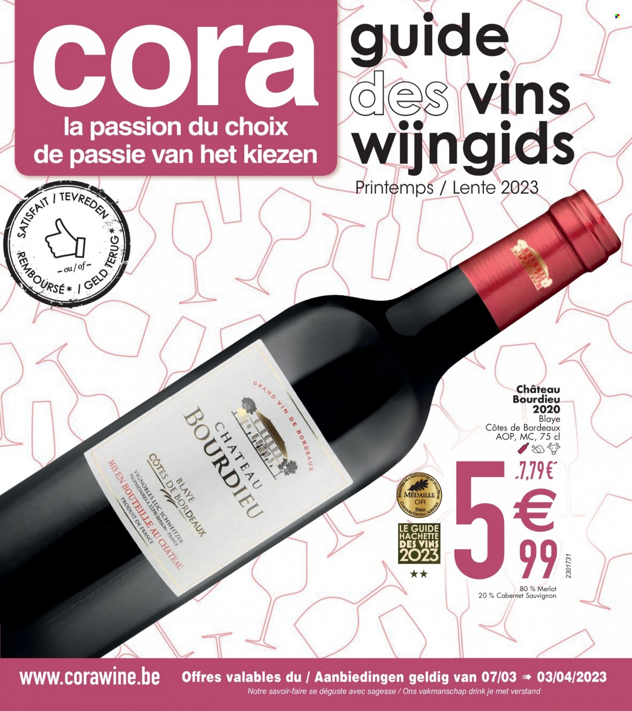 thumbnail - Catalogue Cora - 07/03/2023 - 03/04/2023 - Produits soldés - vin blanc, vin rouge, vin, Bordeaux, alcool, Cabernet Sauvignon. Page 1.