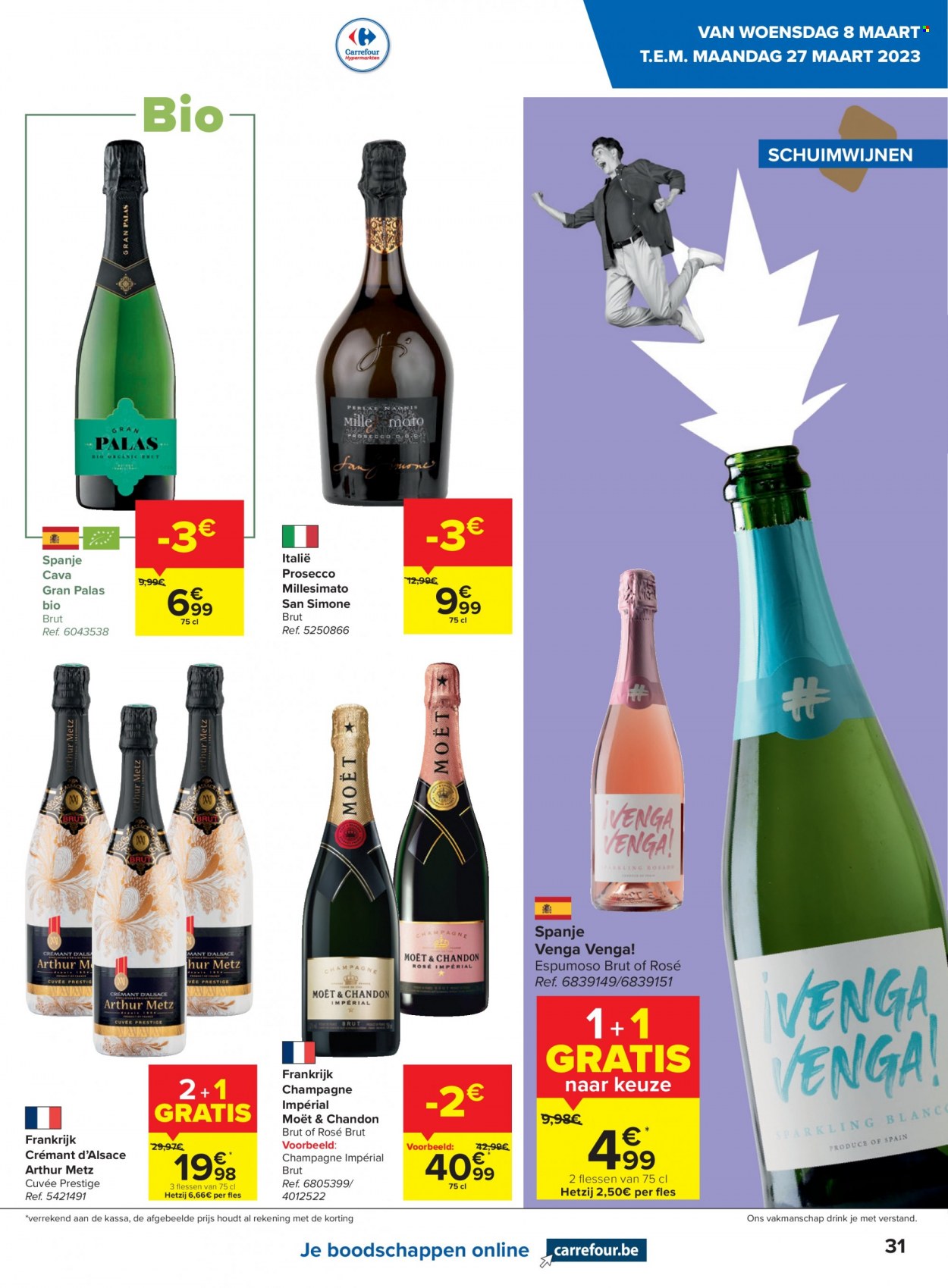 thumbnail - Catalogue Carrefour hypermarkt - 08/03/2023 - 27/03/2023 - Produits soldés - Crémant d’Alsace, champagne, Moët & Chandon, alcool, moto, Prosecco. Page 15.