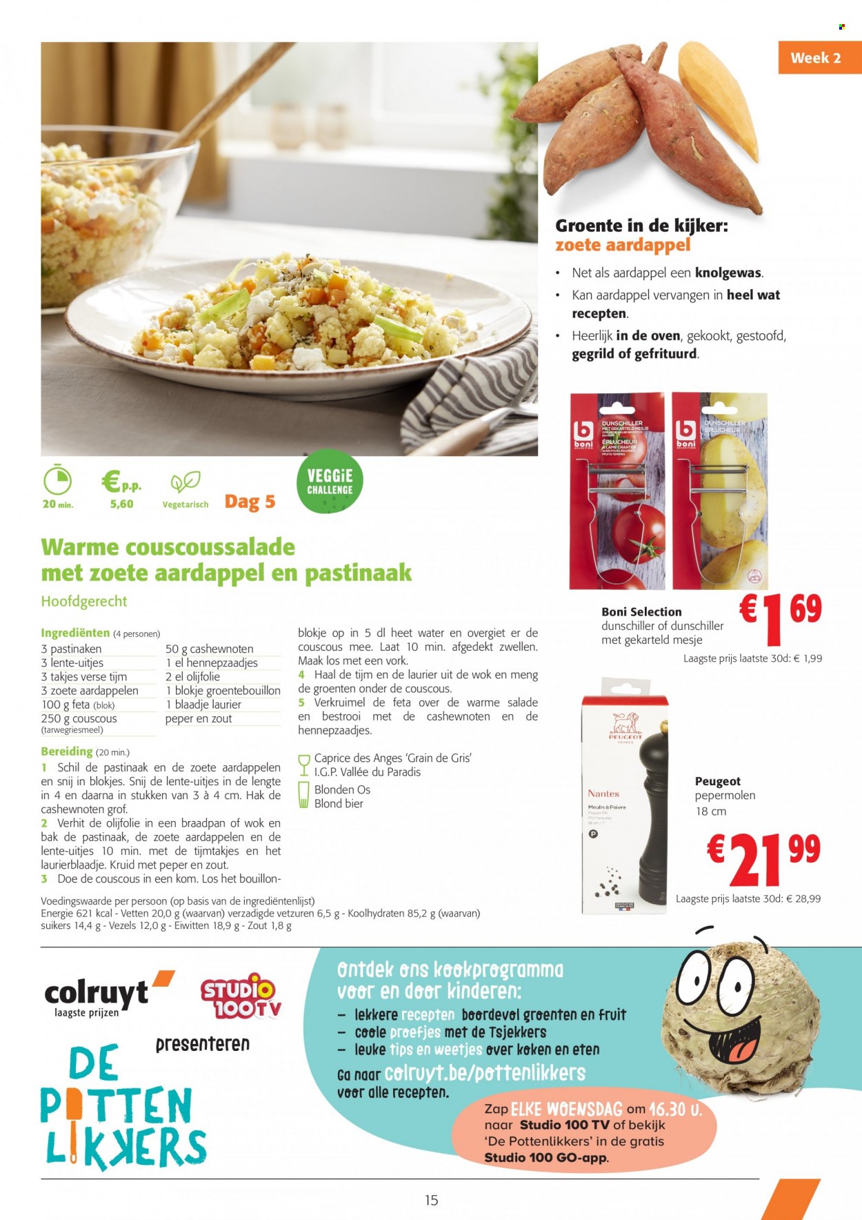 thumbnail - Catalogue Colruyt - 08/03/2023 - 21/03/2023 - Produits soldés - salade, Boni, féta, bouillon, couscous. Page 15.