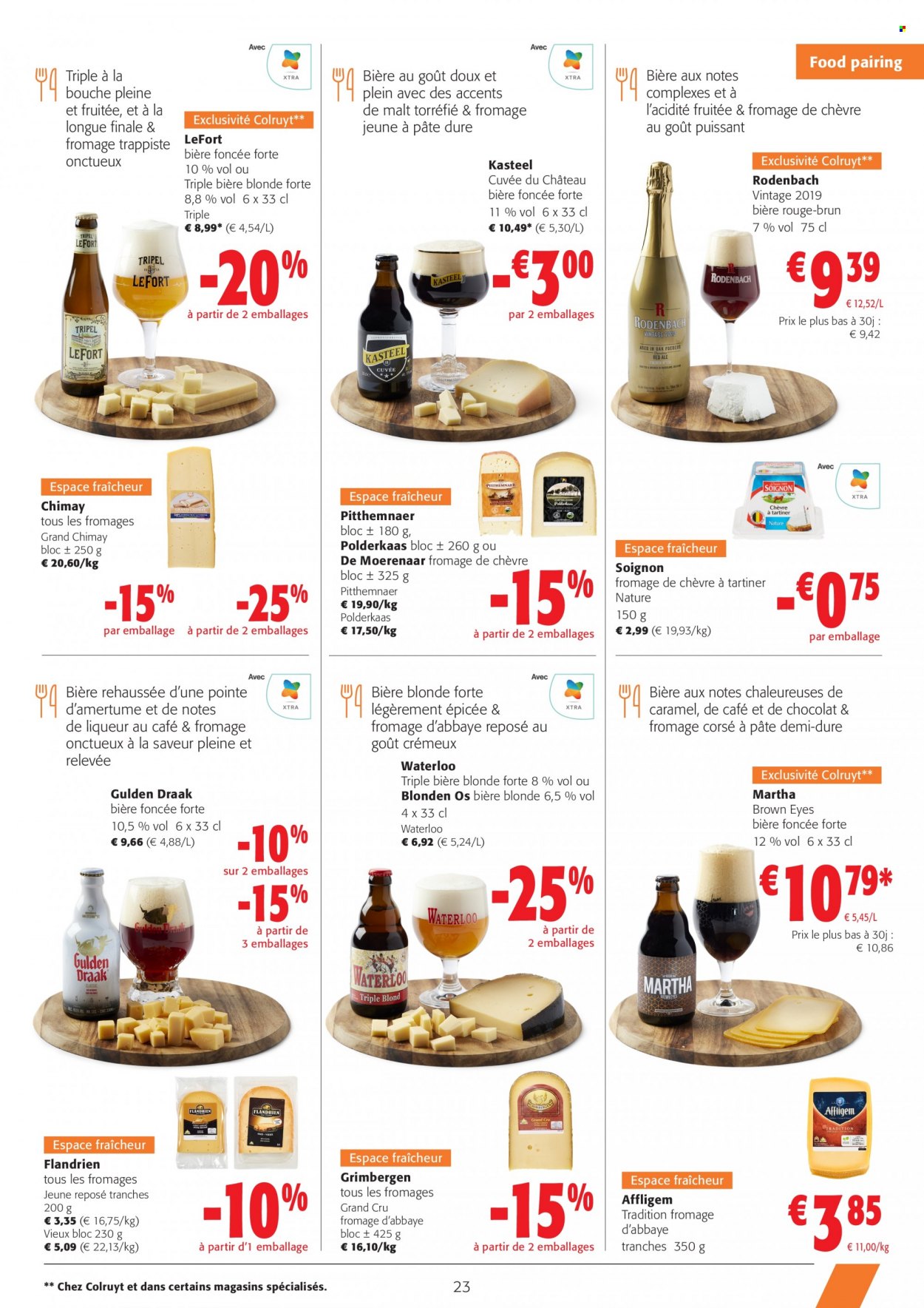 thumbnail - Catalogue Colruyt - 08/03/2023 - 21/03/2023 - Produits soldés - fromage, fromage de chèvre, alcool, bière, bière blonde, Grimbergen, liqueur. Page 3.