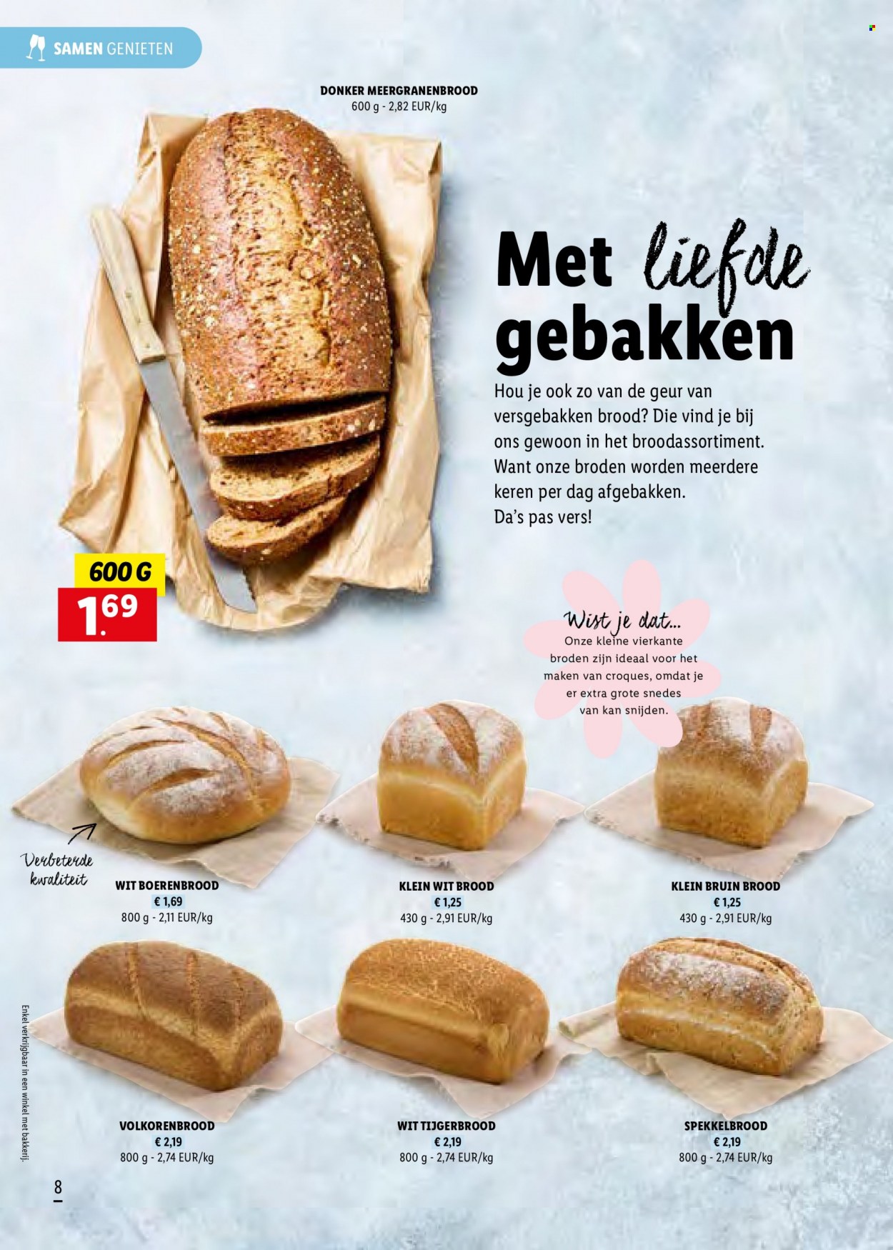 thumbnail - Lidl-aanbieding -  producten in de aanbieding - meergranenbrood, brood. Pagina 8.