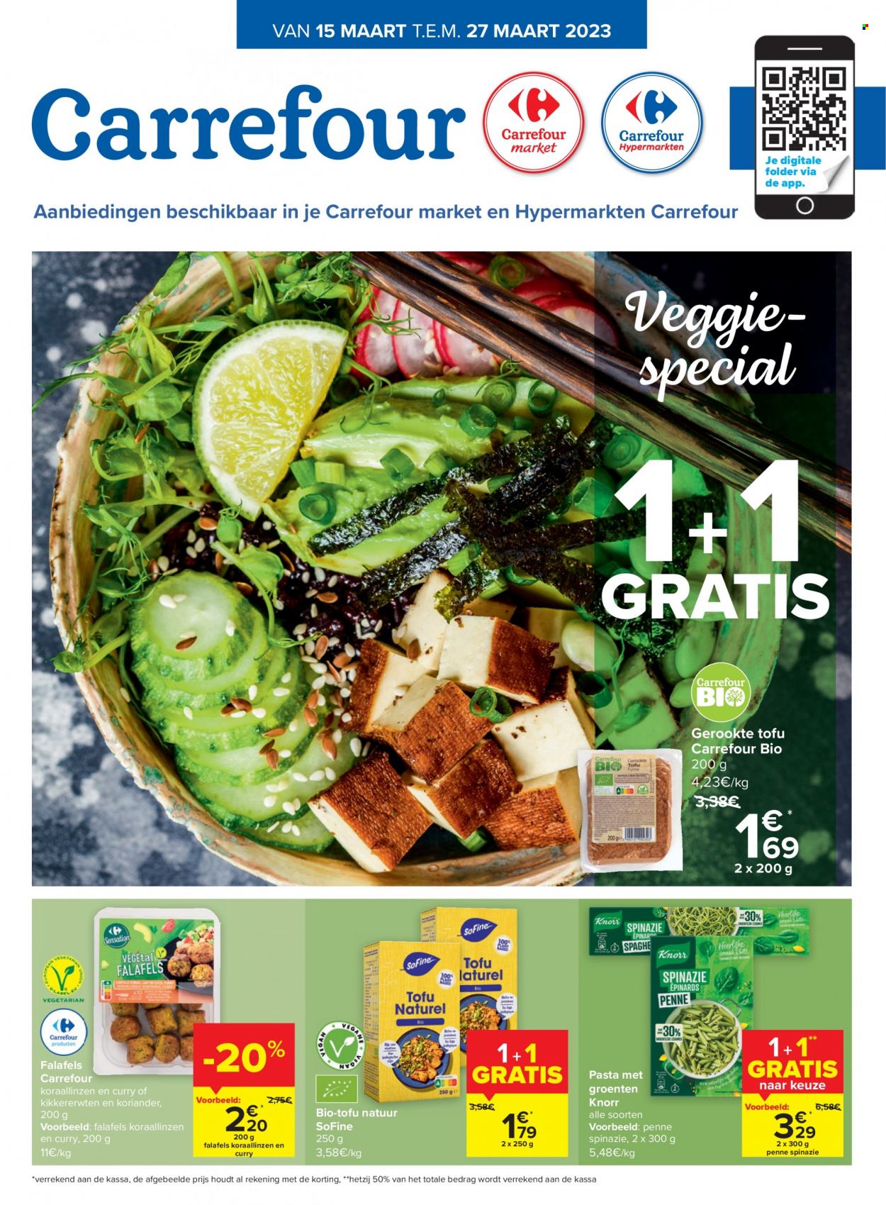 thumbnail - Catalogue Carrefour - 15/03/2023 - 27/03/2023 - Produits soldés - Knorr, tofu, pâtes. Page 1.