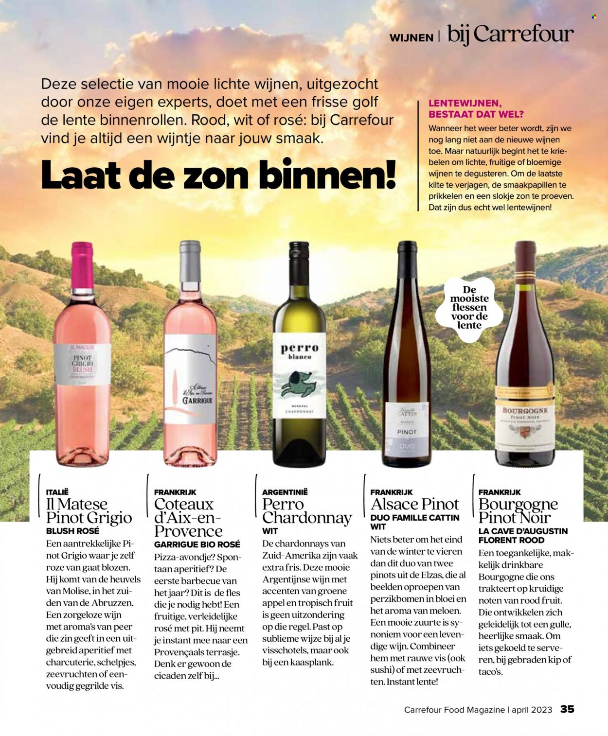 thumbnail - Carrefour-aanbieding - 22/03/2023 - 03/05/2023 -  producten in de aanbieding - rode vruchten, BBQ, Chardonnay, Pinot Noir, wijn, Frankrijk. Pagina 35.
