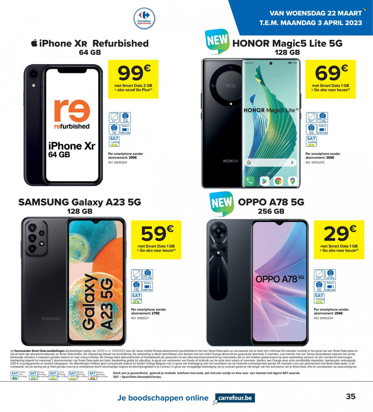 thumbnail - Catalogue Carrefour hypermarkt - 22/03/2023 - 03/04/2023 - Produits soldés - Samsung, smartphone, iPhone, iPhone XR, Oppo, Honor. Page 15.