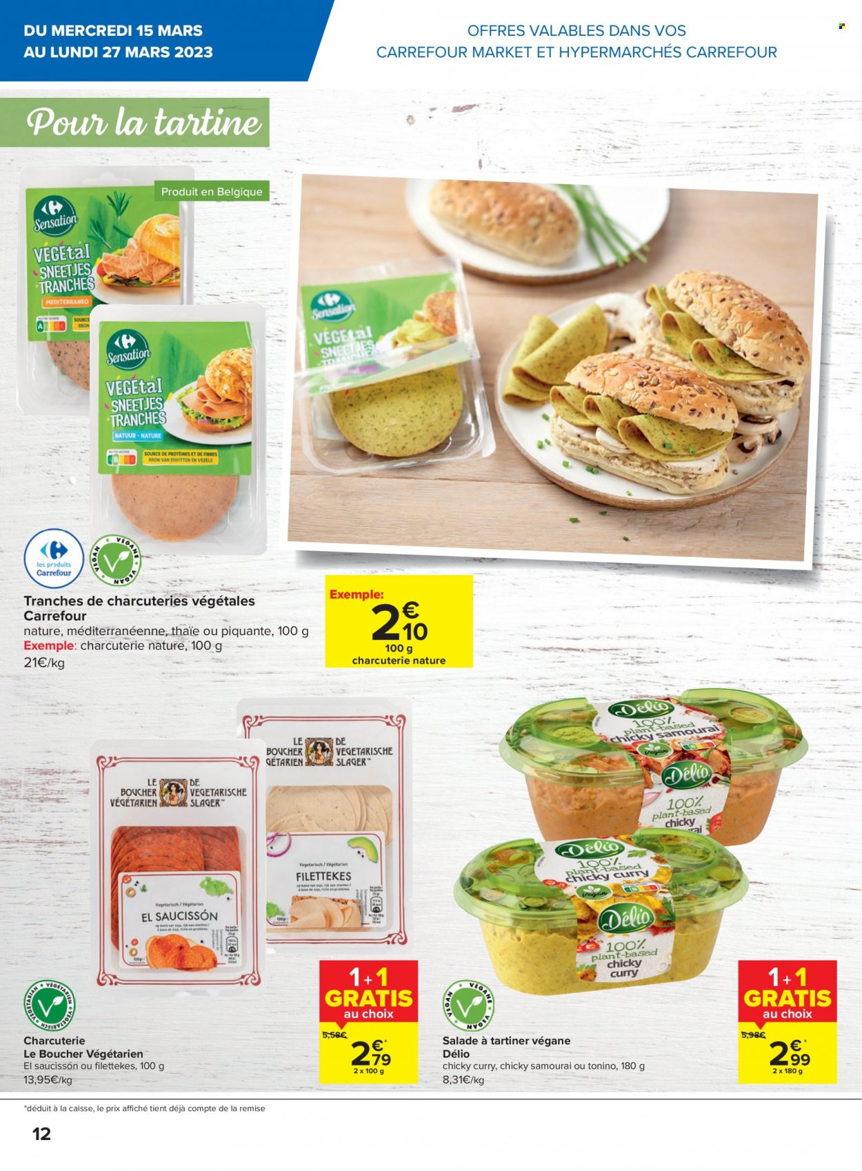 thumbnail - Catalogue Carrefour - 15/03/2023 - 27/03/2023 - Produits soldés - salade, saucisson, curry. Page 12.