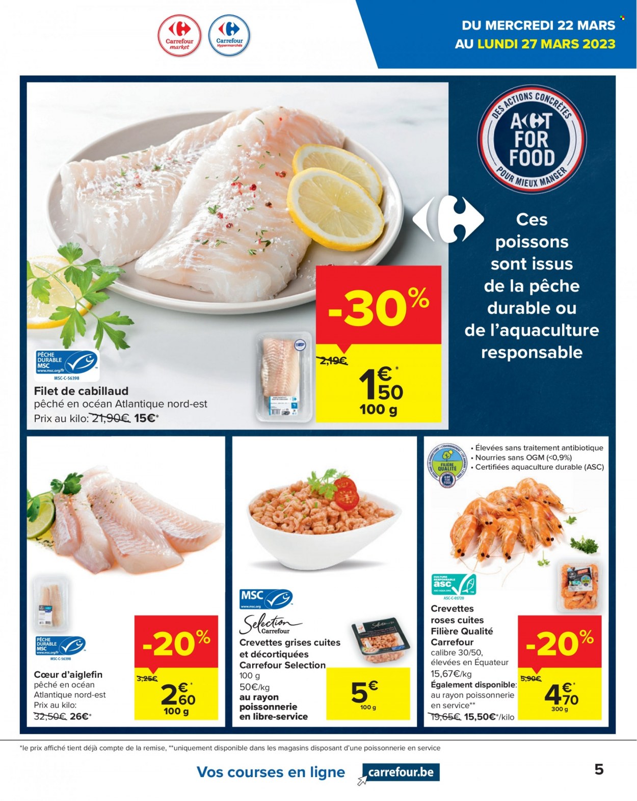 thumbnail - Catalogue Carrefour - 22/03/2023 - 03/04/2023 - Produits soldés - cabillaud, crevettes. Page 5.