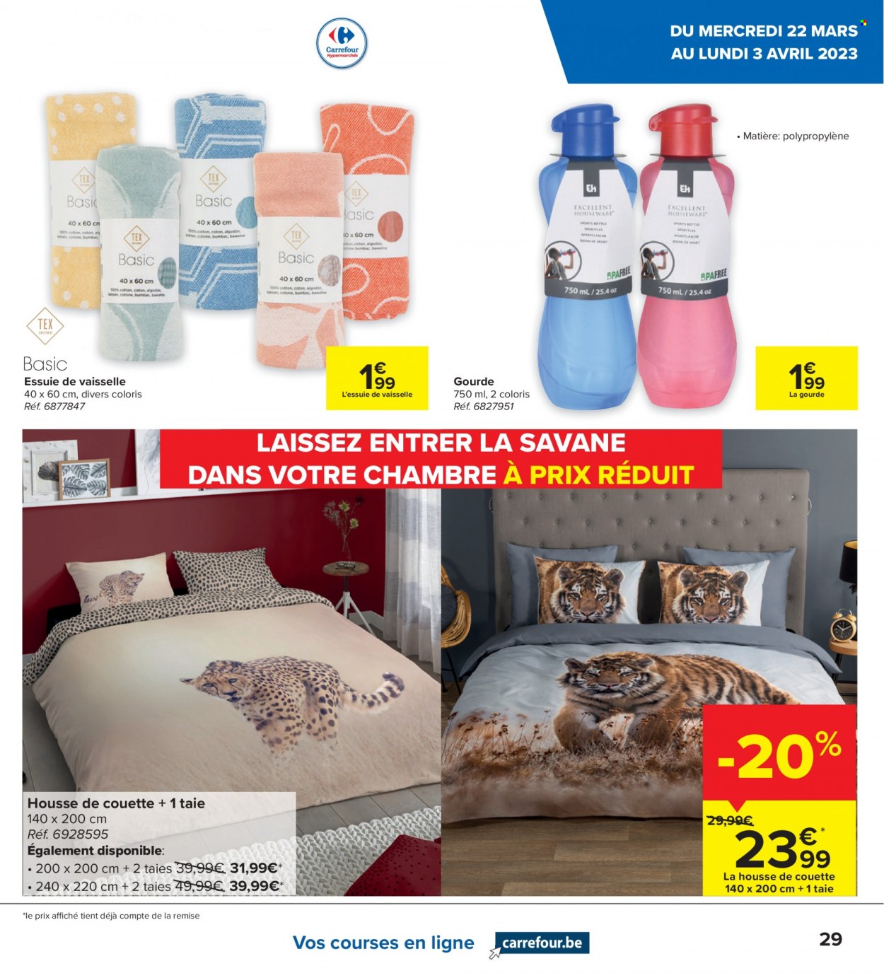thumbnail - Catalogue Carrefour hypermarkt - 21/03/2023 - 03/04/2023 - Produits soldés - couette, housse de couette, taie, shorts. Page 9.
