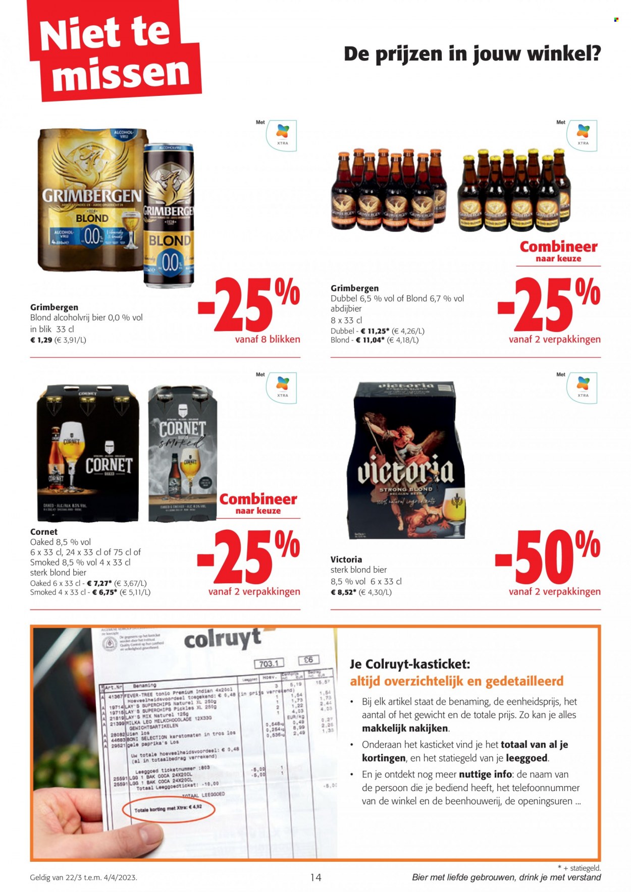 thumbnail - Colruyt-aanbieding - 22/03/2023 - 04/04/2023 -  producten in de aanbieding - bier. Pagina 14.