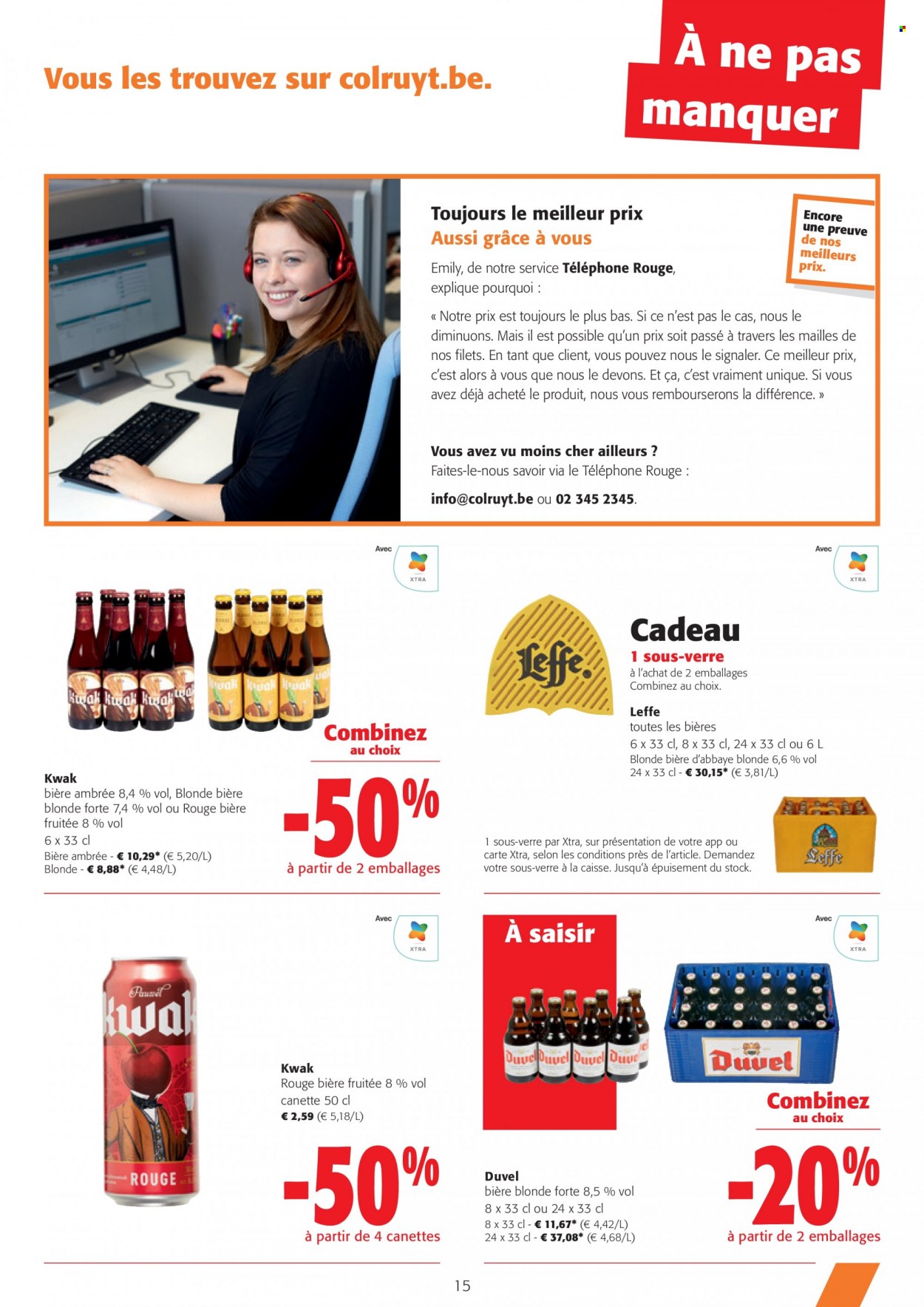 thumbnail - Colruyt-aanbieding - 22/03/2023 - 04/04/2023 -  producten in de aanbieding - Duvel, Leffe, bier, maïs. Pagina 15.