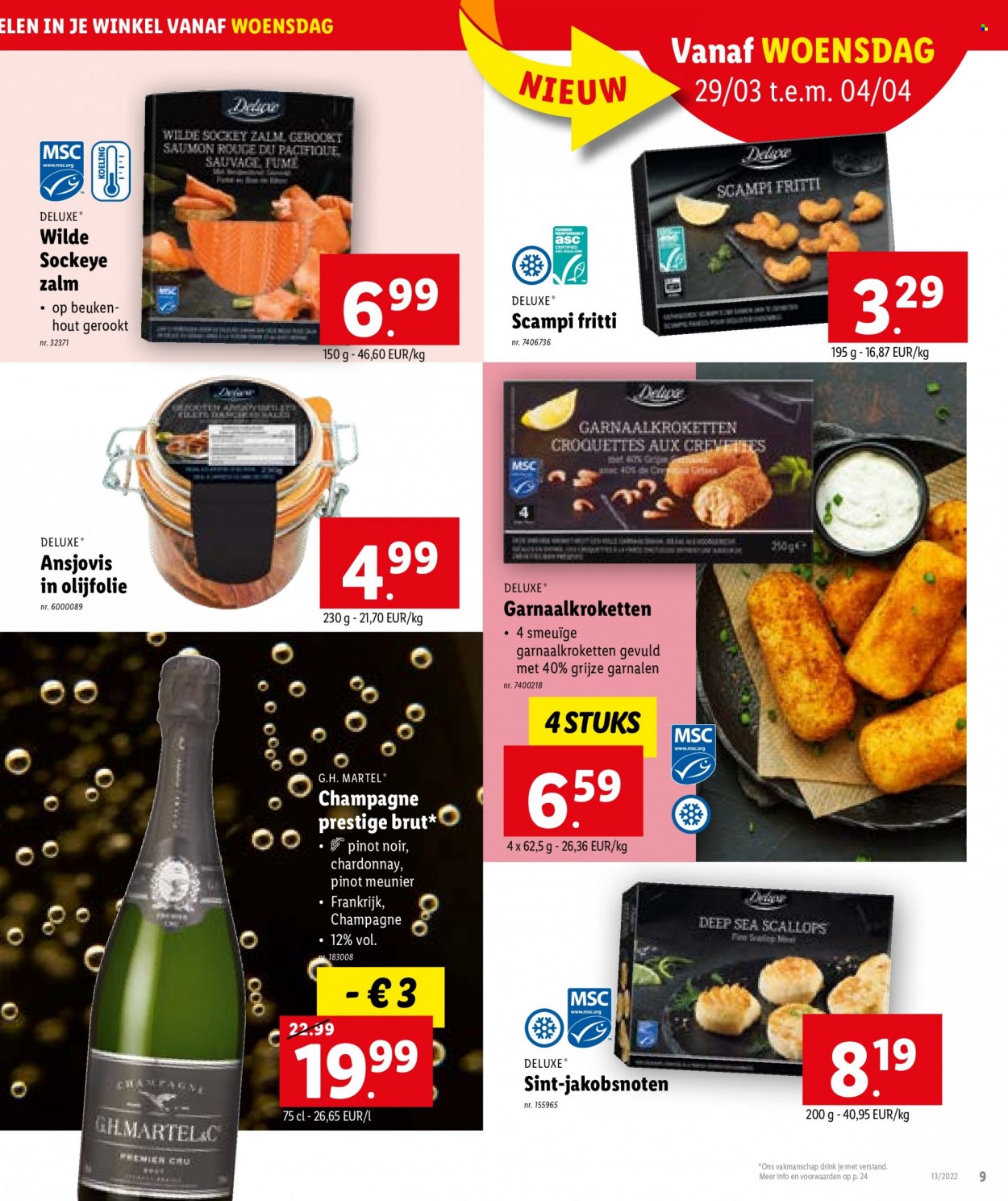 thumbnail - Catalogue Lidl - 29/03/2023 - 04/04/2023 - Produits soldés - saumon, croquettes, vin, champagne, alcool. Page 9.