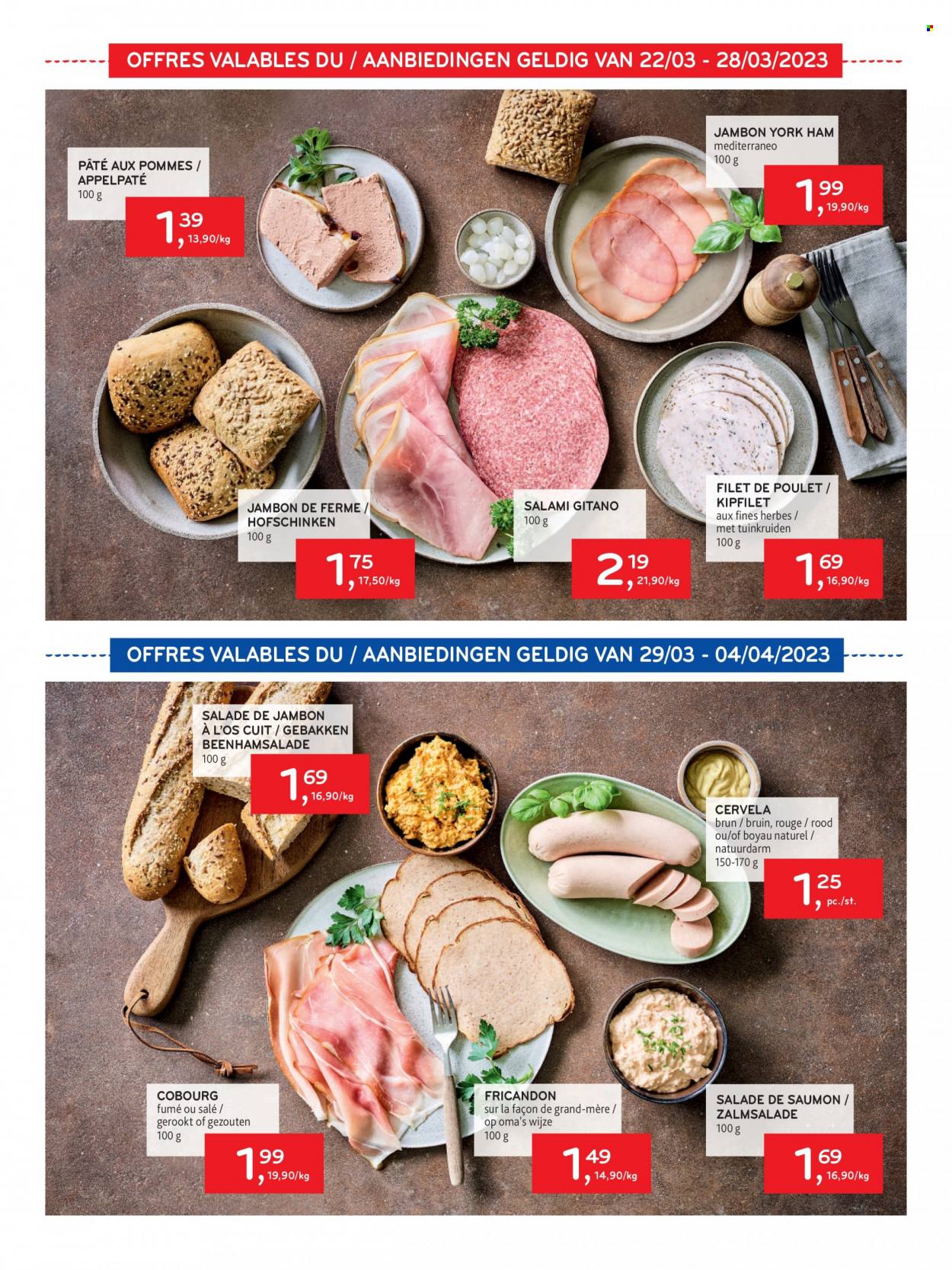 thumbnail - Alvo-aanbieding - 22/03/2023 - 04/04/2023 -  producten in de aanbieding - kipfilet, ham, salami, paté. Pagina 7.