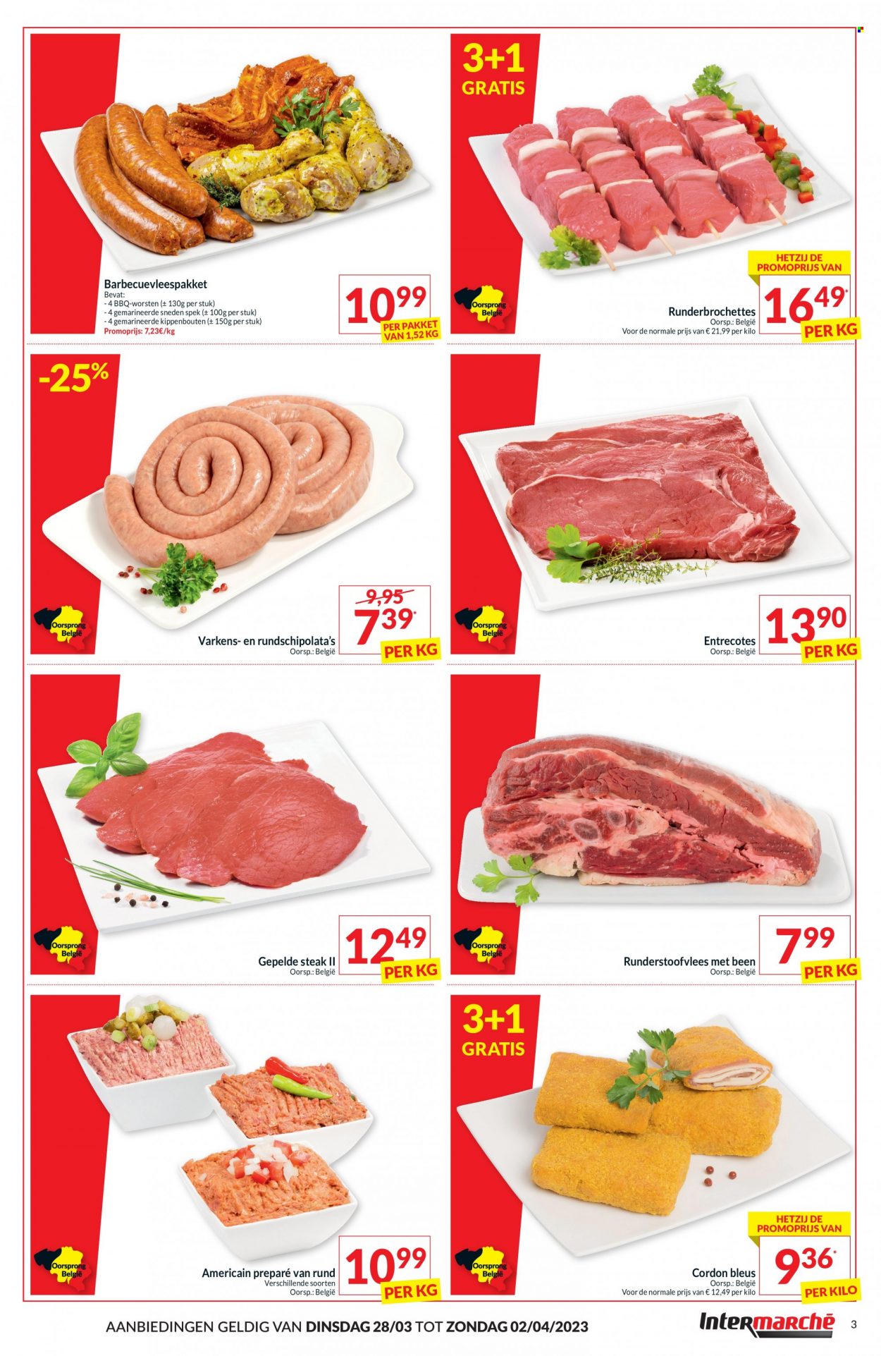 thumbnail - Intermarché-aanbieding - 28/03/2023 - 02/04/2023 -  producten in de aanbieding - steak, Cordon Bleu, BBQ. Pagina 3.